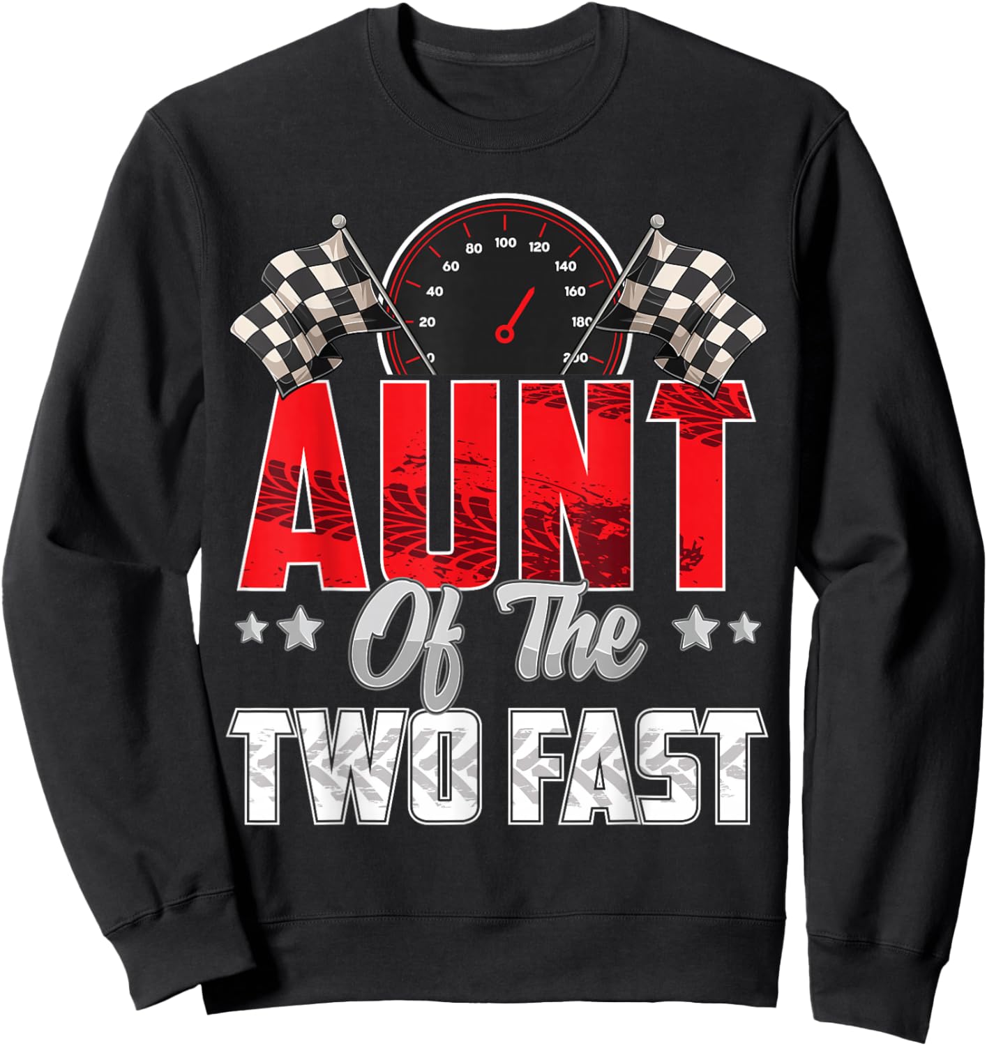2 year old racing car two fast birthday 2nd Family Aunt Sweatshirt - Sweatshirt | Black
