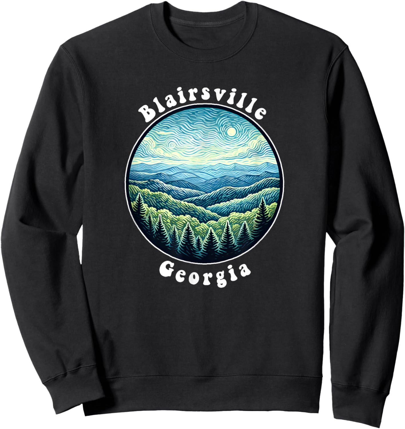Blairsville Georgia Mountains Forest Vacation Souvenir Sweatshirt - Sweatshirt | Black