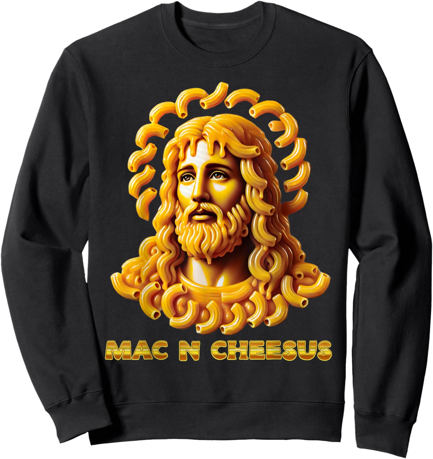 Macaroni And Cheese Jesus Funny Christian Mac N Cheesus Meme Sweatshirt - Sweatshirt | Black