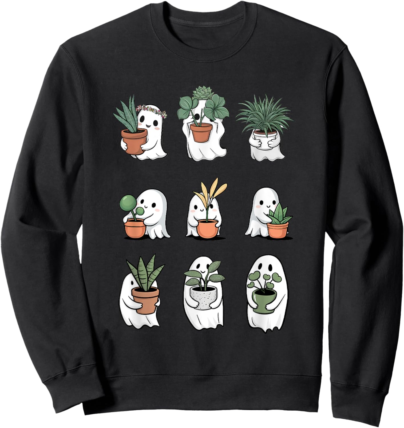 Ghost Plant Lady Halloween Ghostly Gardening Lovers Plant Sweatshirt - Sweatshirt | Black