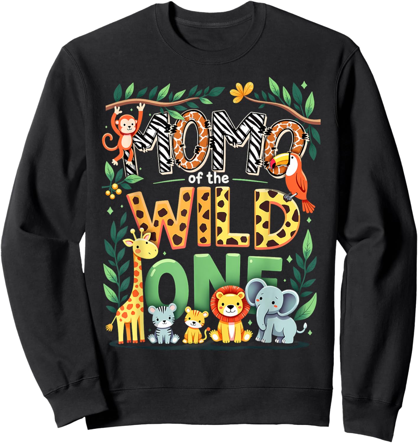 1st Birthday Safari Zoo Mommy Momo Of The Wild One Sweatshirt - Sweatshirt | Black