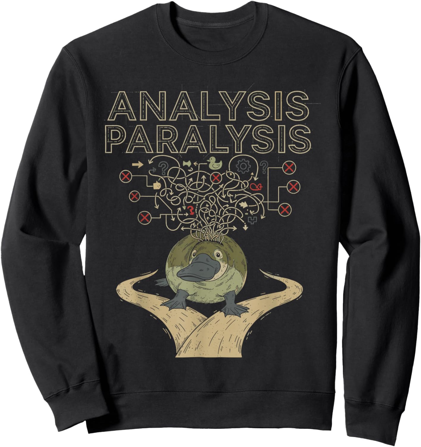 Platypus Analysis Paralysis Humor Decision-Making Sweatshirt - Sweatshirt | Black