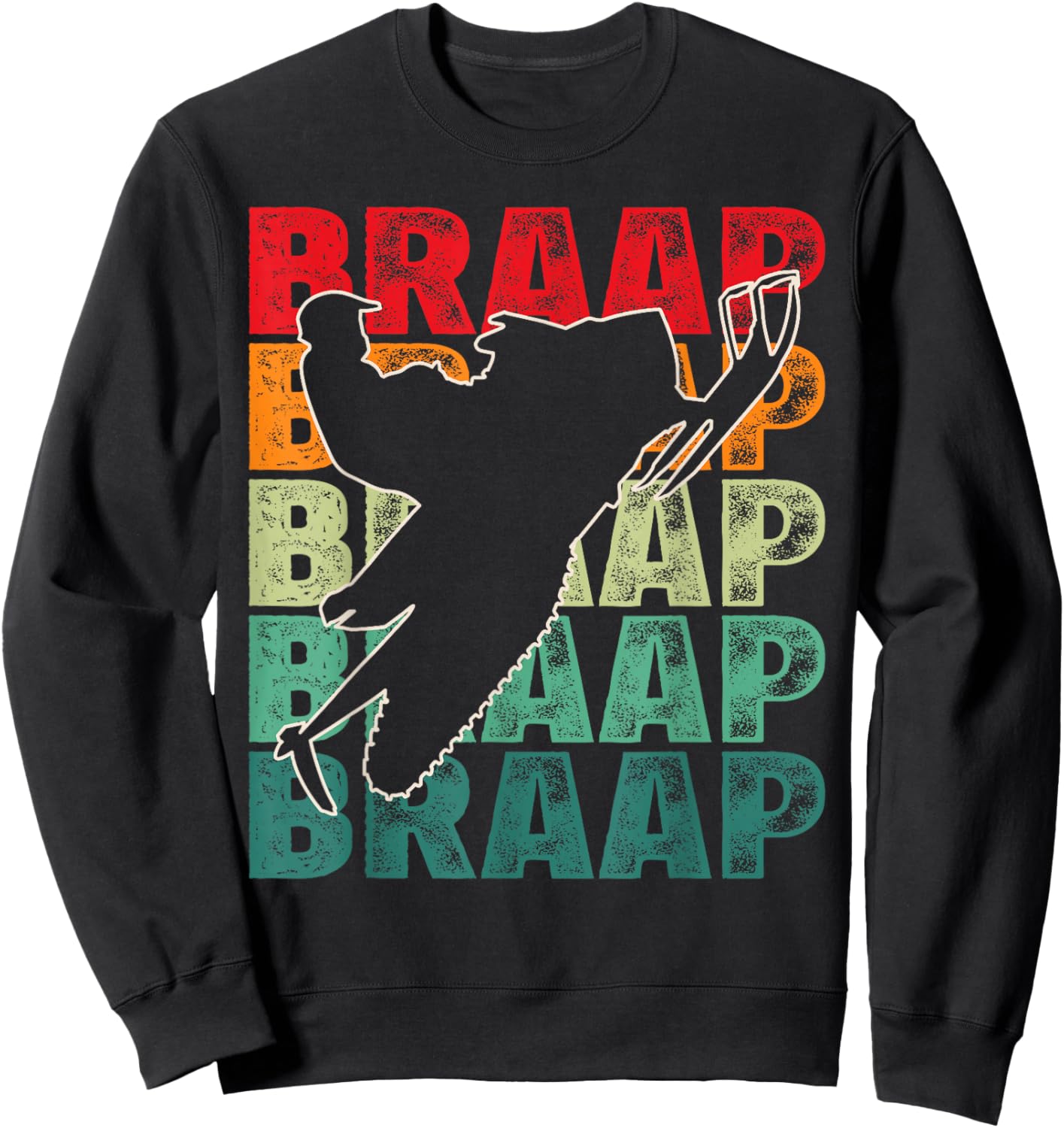 Snowmobile Braap Retro Funny Outdoor Racing Legend Man Woman Sweatshirt - Sweatshirt | Black