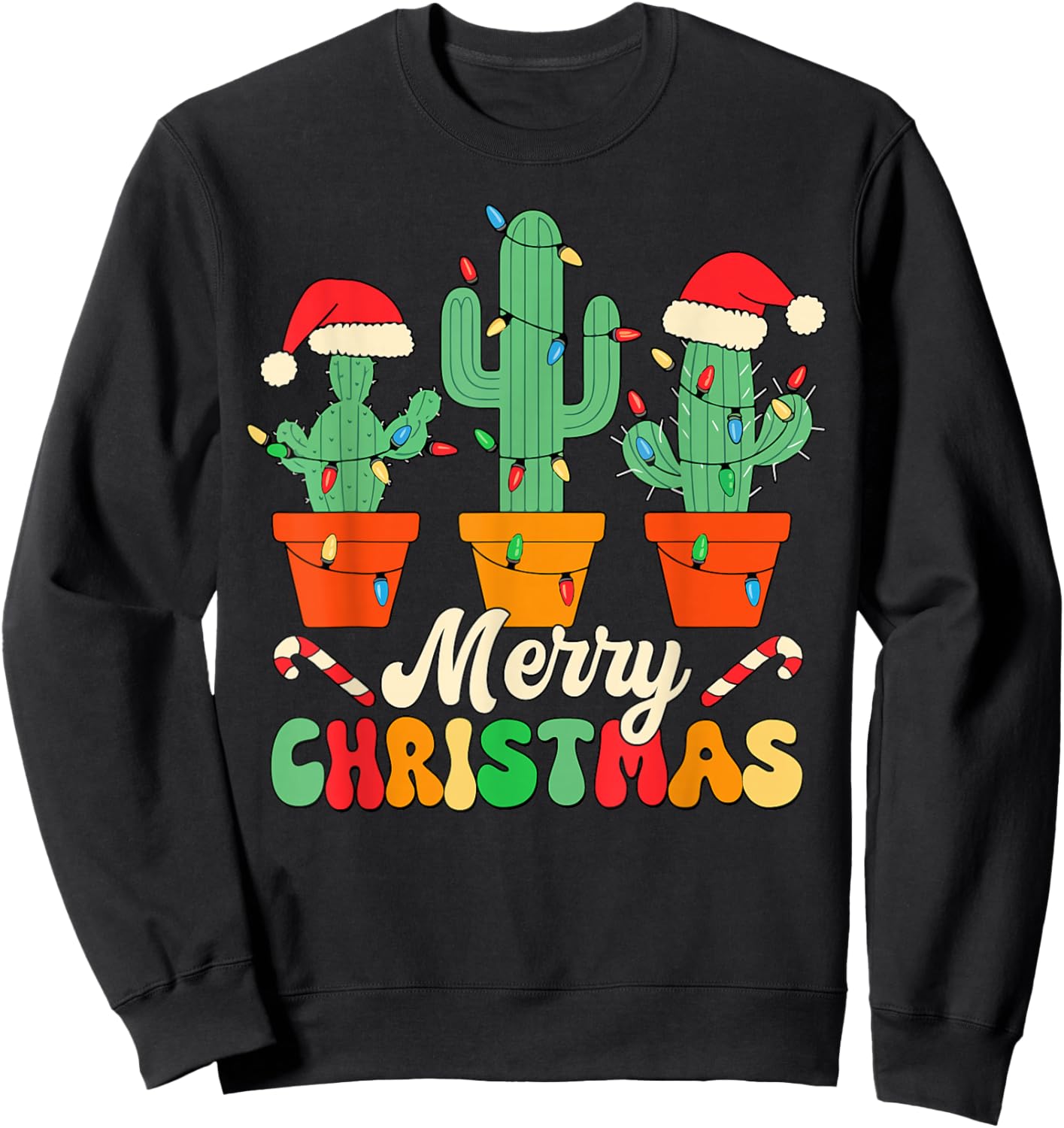 Christmas Cactus Cute Succulent Plant Xmas Men Women Kids Sweatshirt - Sweatshirt | Black