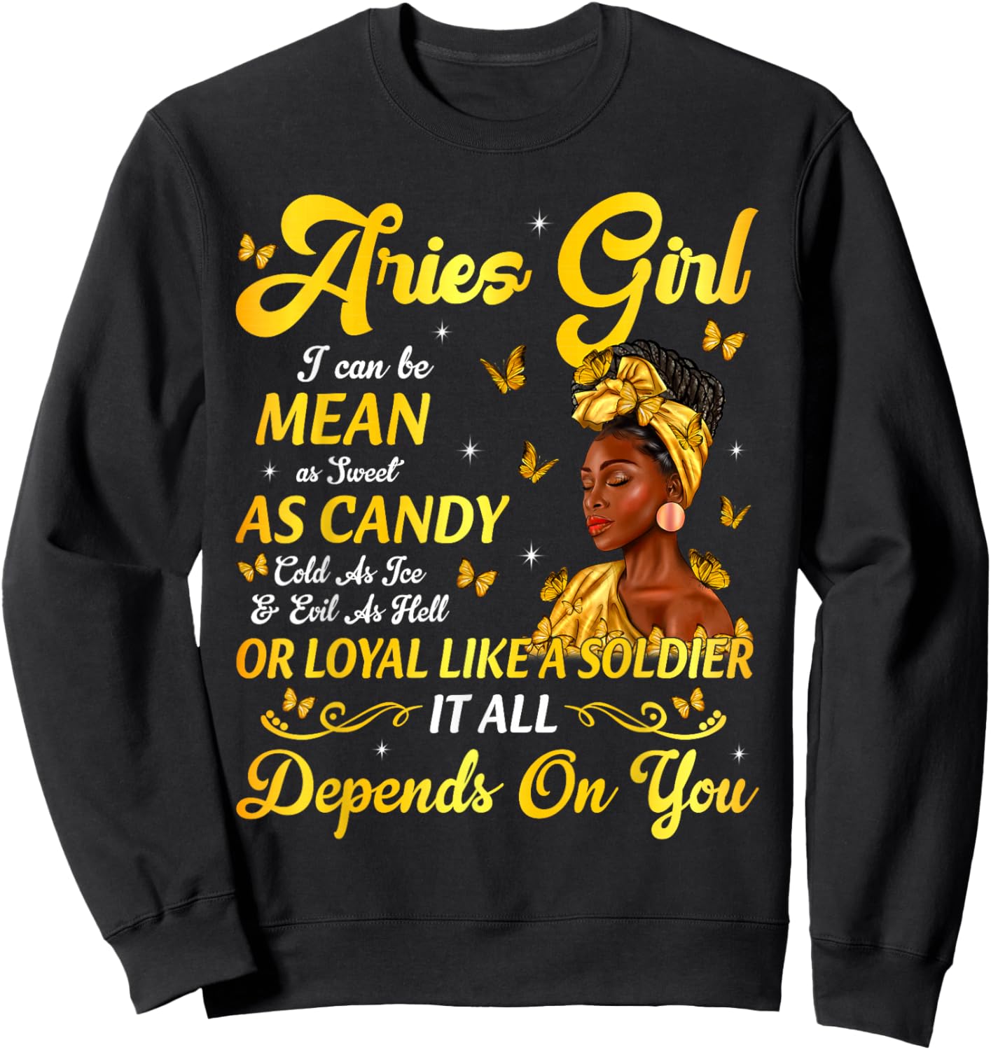 African American Birthday Black Women Aries Girl Sweatshirt - Sweatshirt | Black
