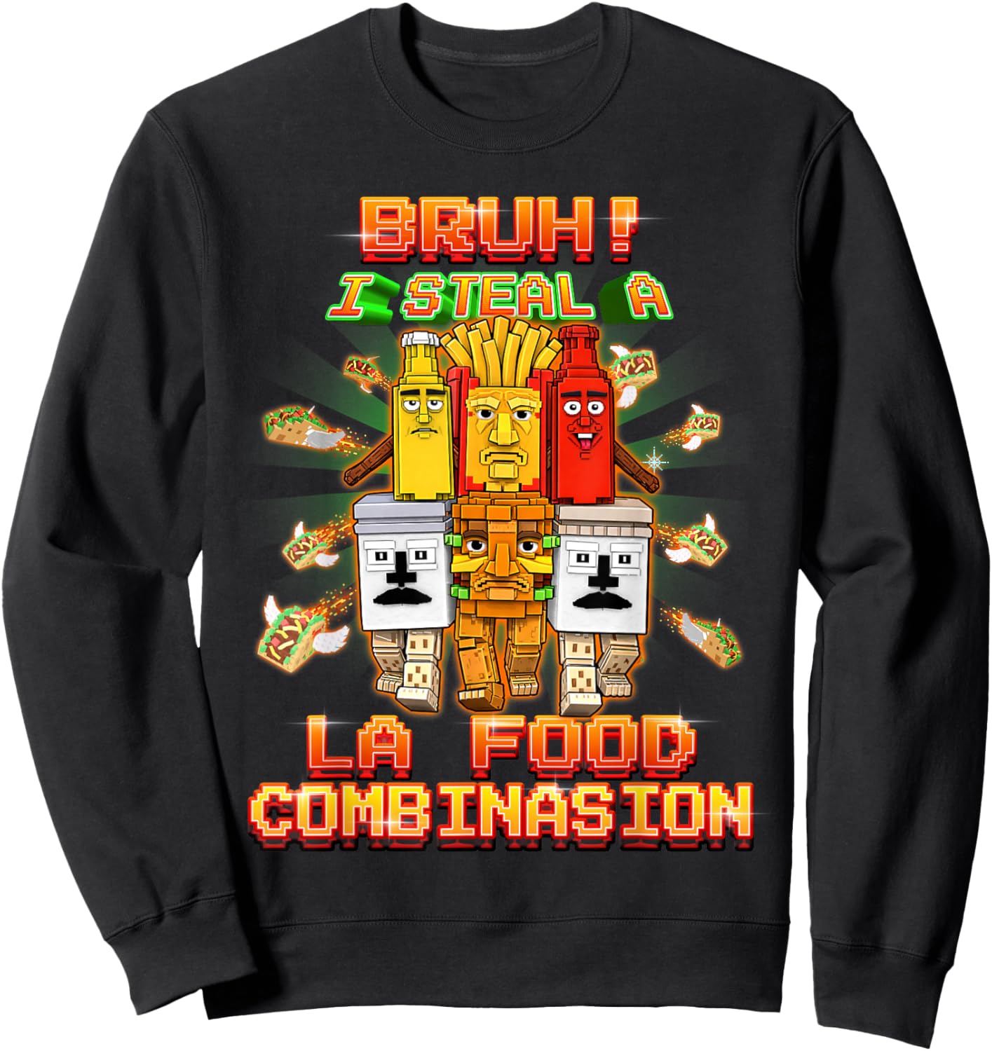 Funny La Food Combination Brainrot for Boys Kids Teens Sweatshirt - Sweatshirt | Black