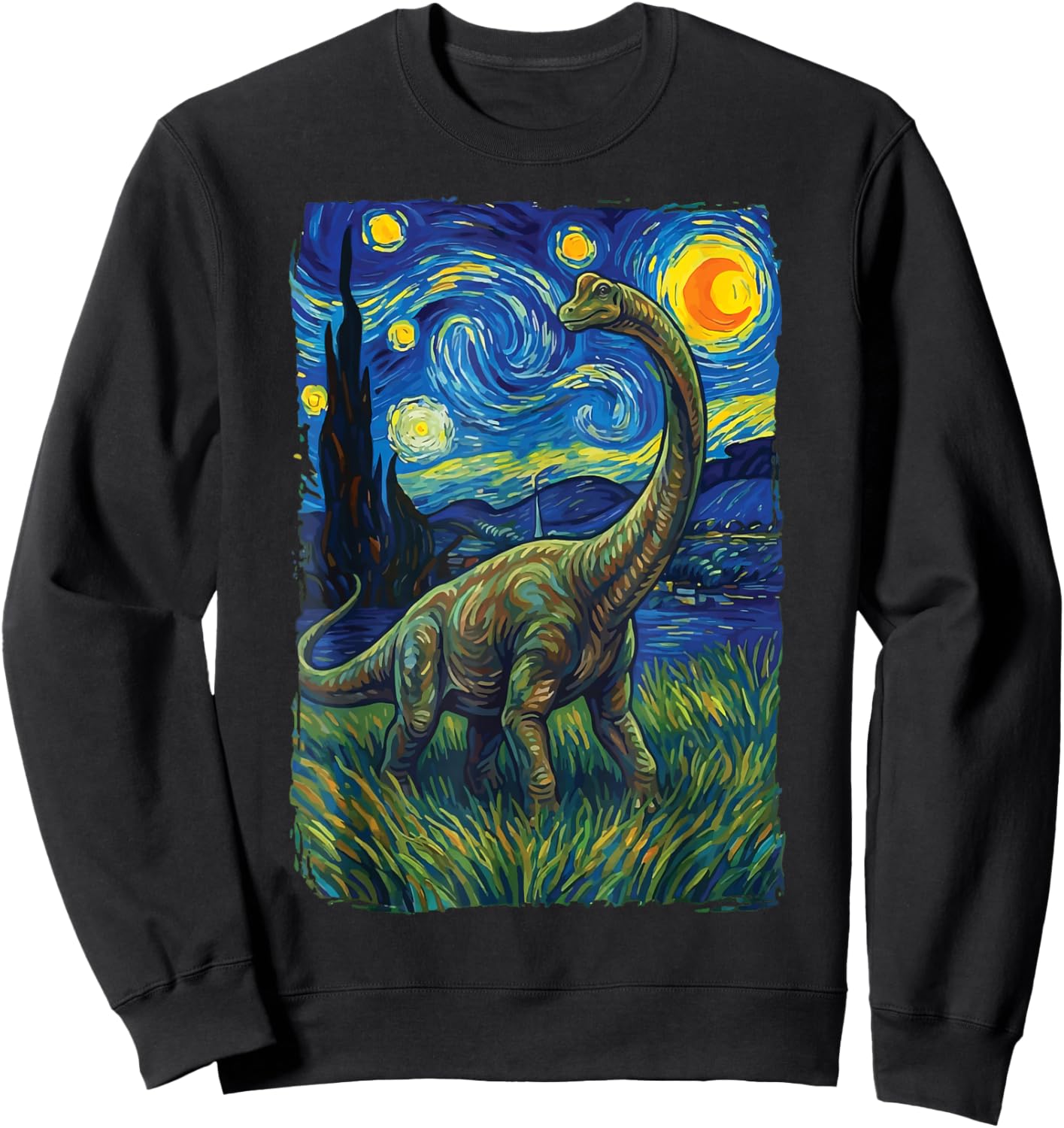 Brontosaure Nuit Étoilée Apatosaure Sweatshirt - Sweatshirt | Black