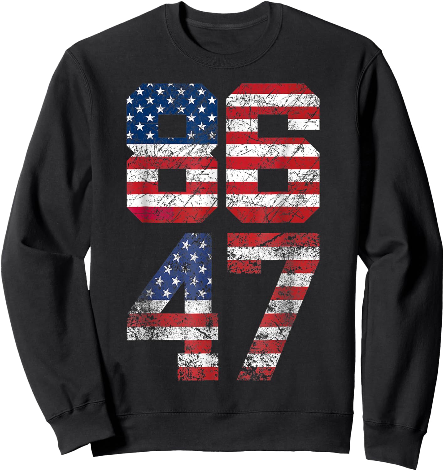8647 Anti Trump 86 47 Retro Anti-Trump US Flag Impeach 47 US Sweatshirt - Sweatshirt | Black