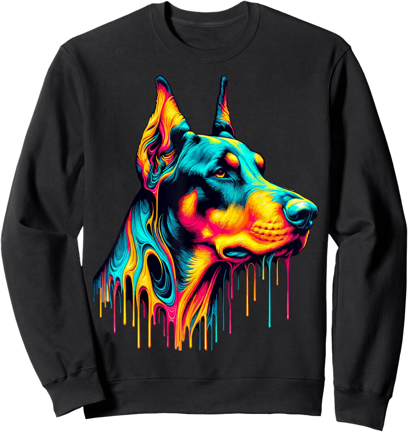 Dripping Paint Art Doberman Pinscher Dobermans Dobie Sweatshirt - Sweatshirt | Black