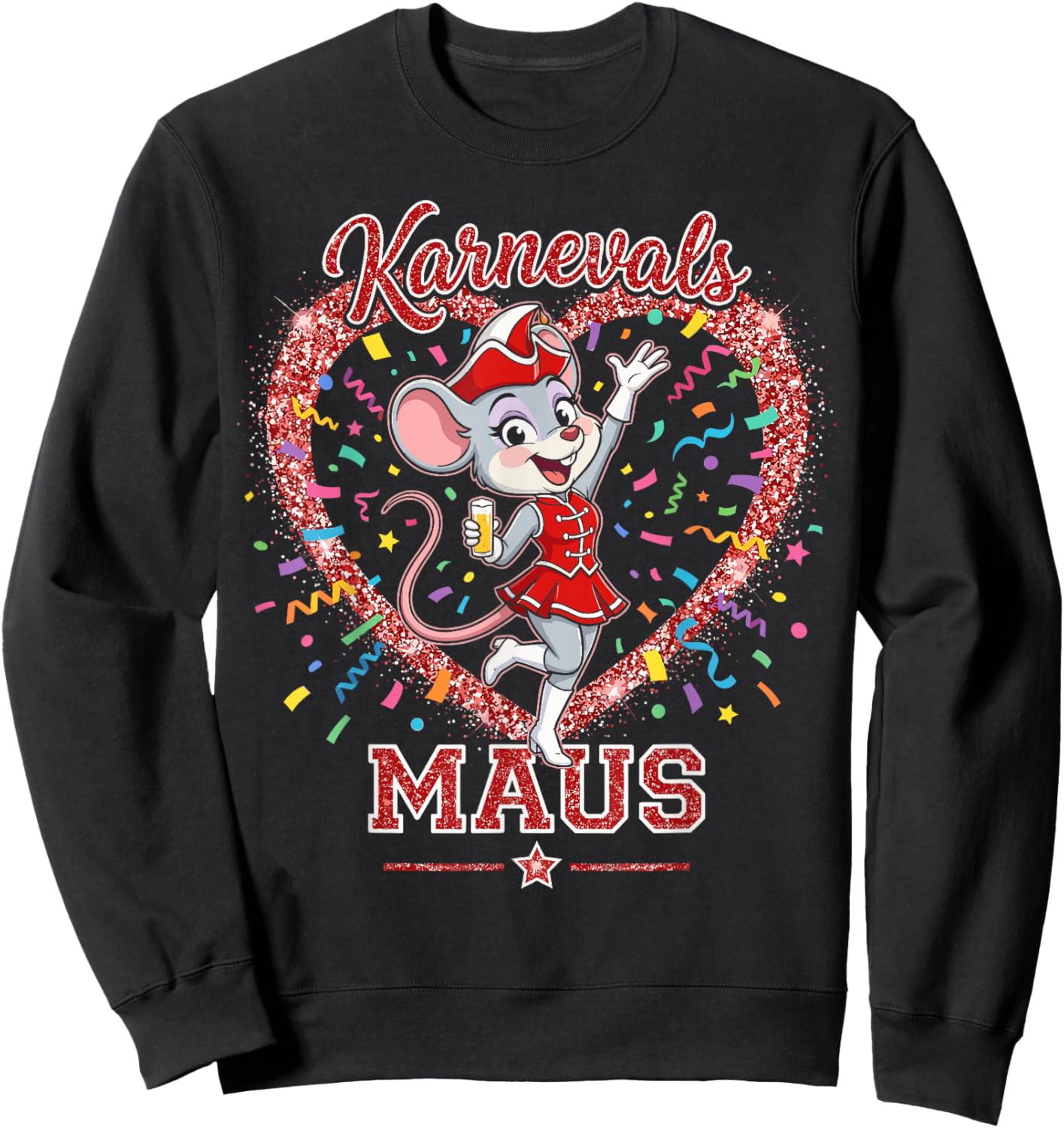 Carnival Mouse Red White Cologne Alaaf Costume Replacement Sweatshirt - Sweatshirt | Black