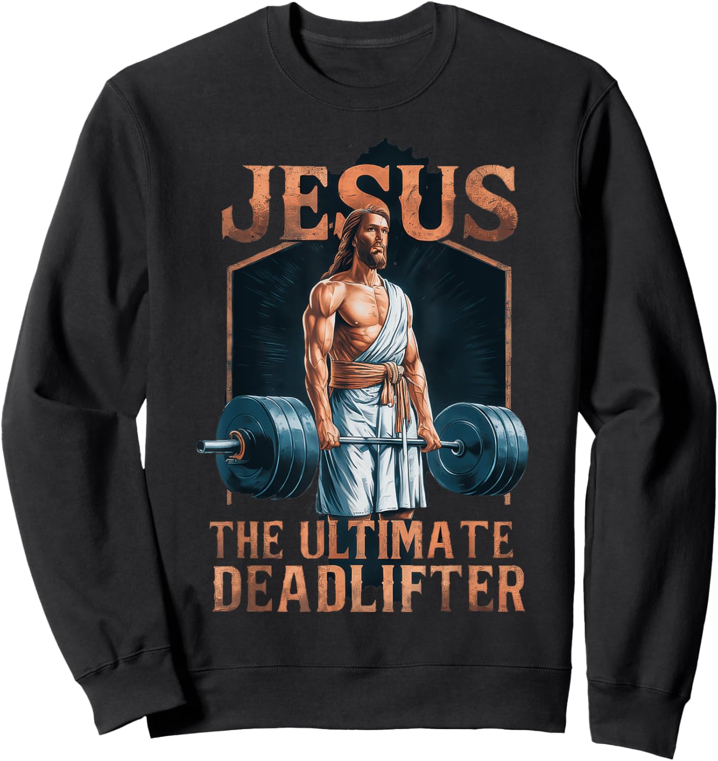 Jesus The Ultimate Deadlifter Fitness Gym Vintage Christian Sweatshirt - Sweatshirt | Black