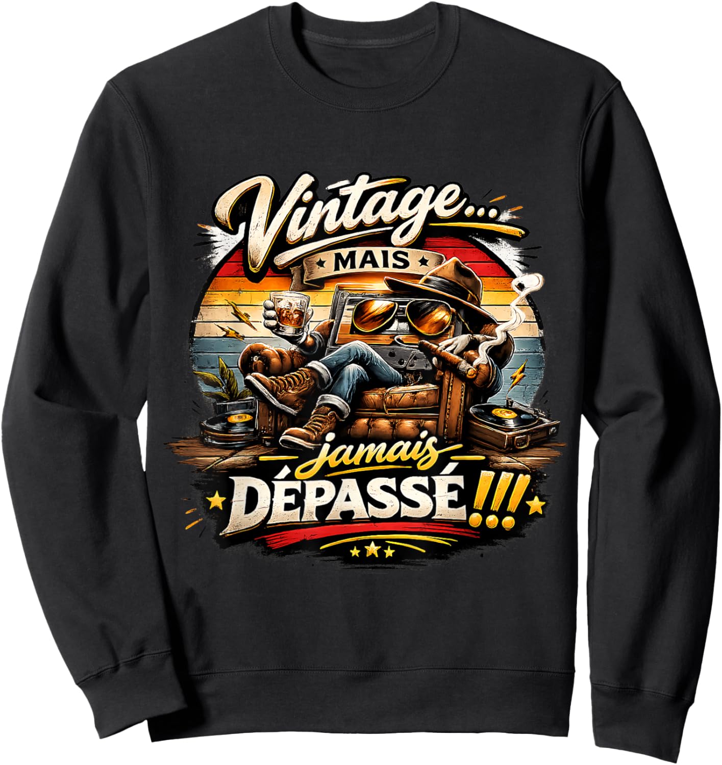 Cadeau Anniversaire Homme Original Vintage jamais dépassé Sweatshirt - Sweatshirt | Black