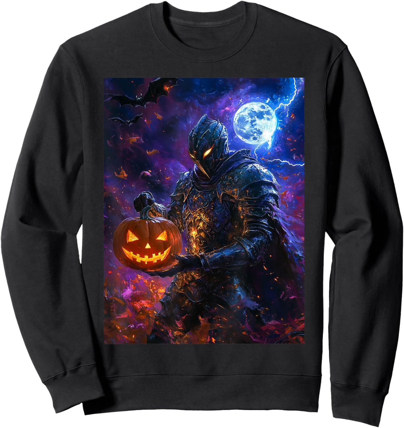 Halloween Girls Boys Spooky Knight Pumpkin Kids Halloween Sweatshirt - Sweatshirt | Black
