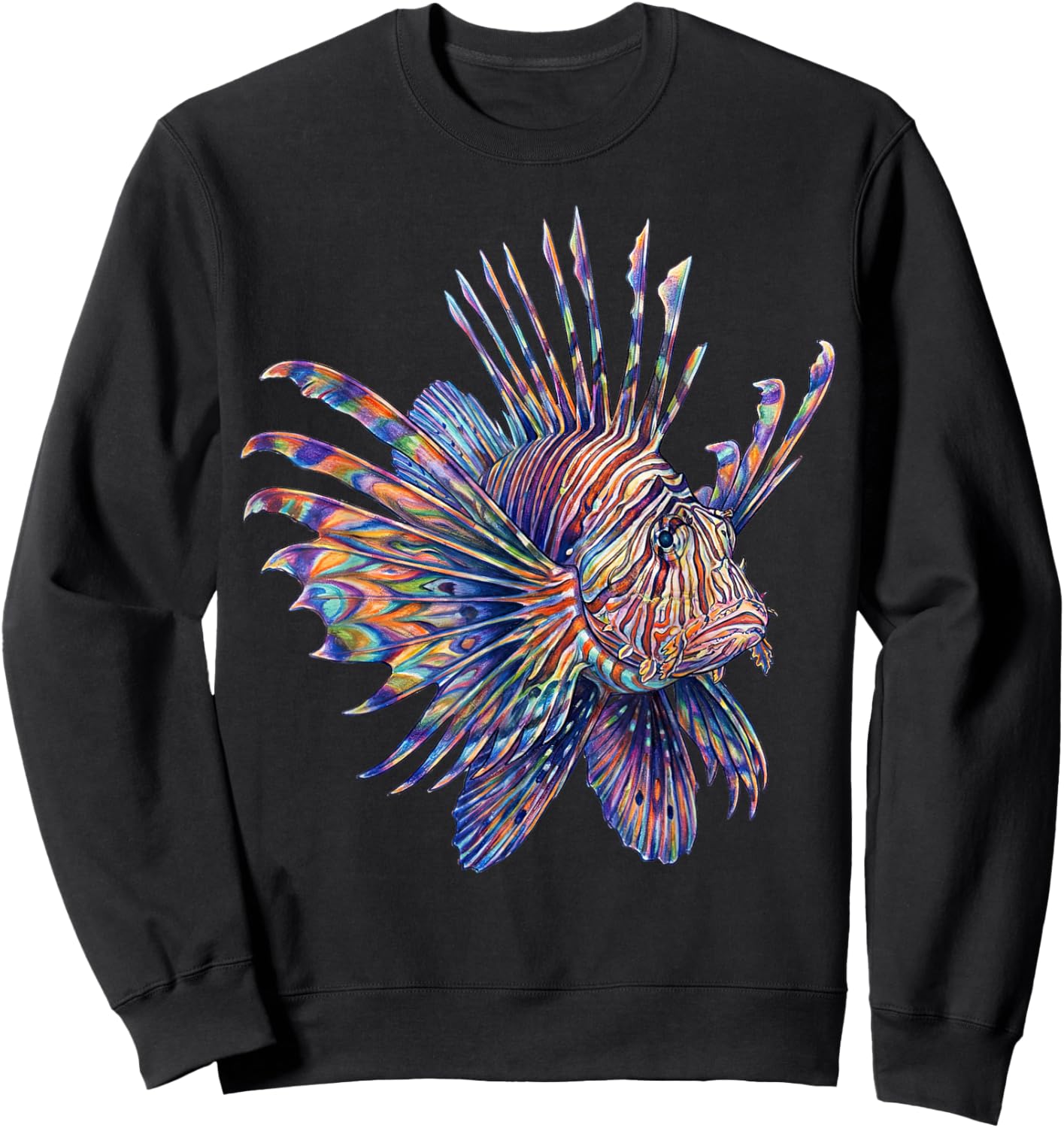 Lionfish Abstract Ocean Art Marine Life Colorful Sweatshirt - Sweatshirt | Black
