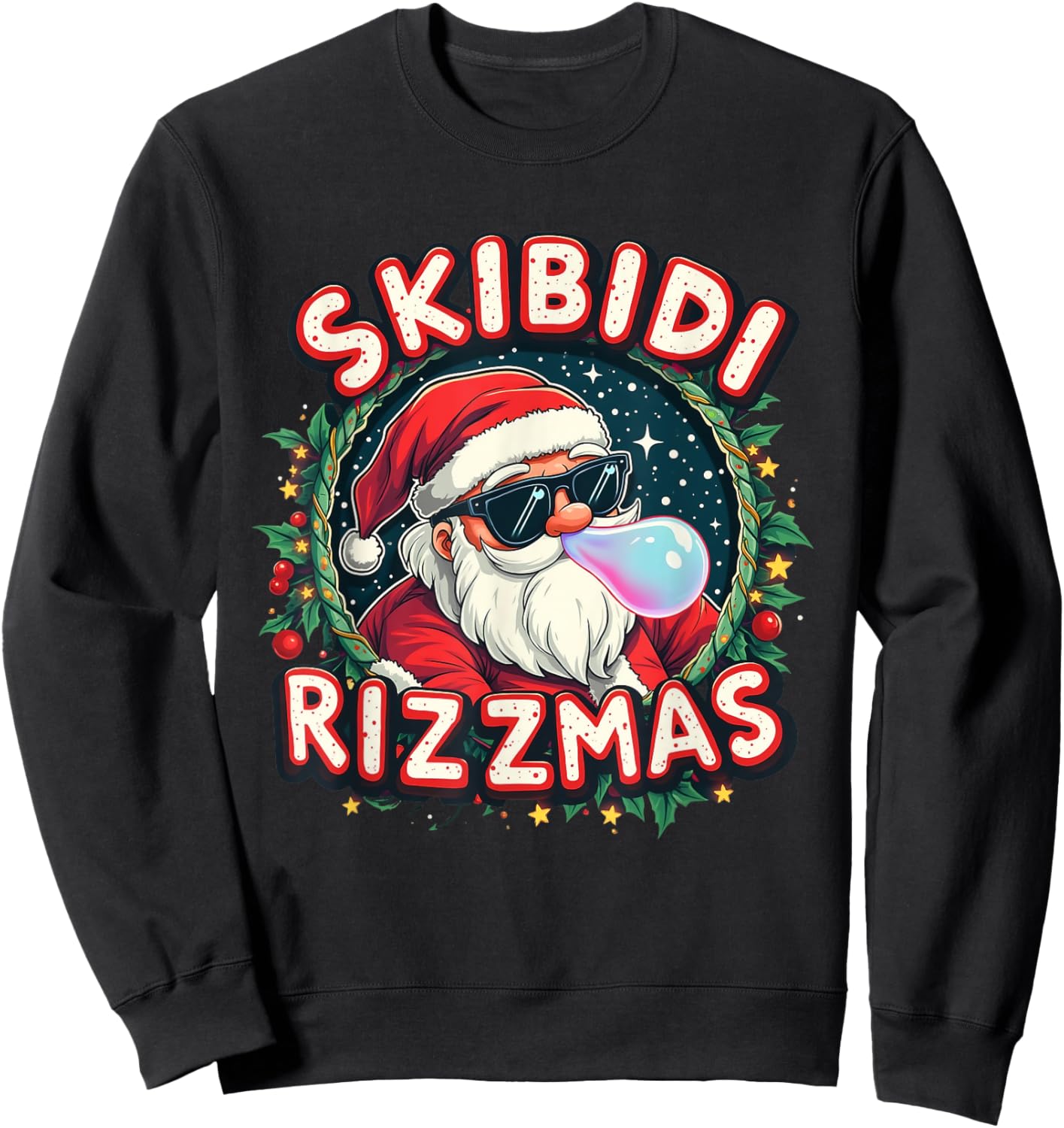 Skibidi Rizzmass Celebration Merry Christmas Funny Santa Sweatshirt - Sweatshirt | Black