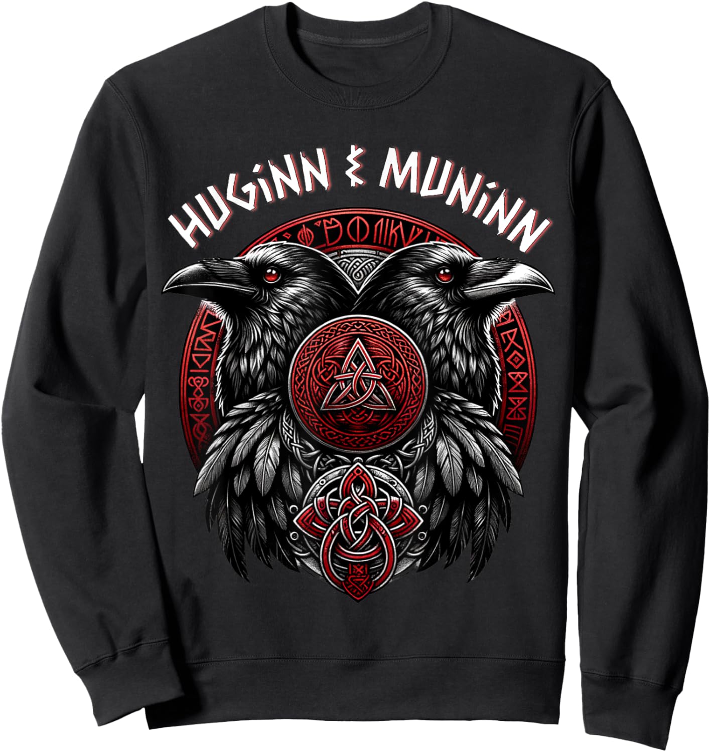 Odin Ravens Huginn & Muninn Vegvisir Norse Vikings Myth Sweatshirt - Sweatshirt | Black