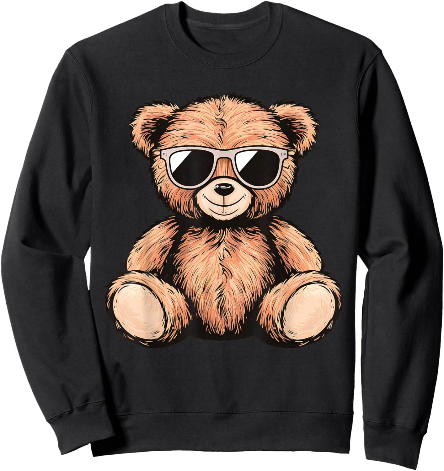 Cool Teddy Bear Men Women Kids Casual Cute Funny Graphic Sweatshirt - Sweatshirt | Black