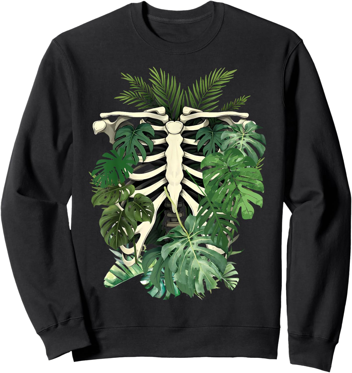Skeleton Plant Body Monstera Leaf Plant Mom Gardening Women Sweatshirt - Sweatshirt | Black
