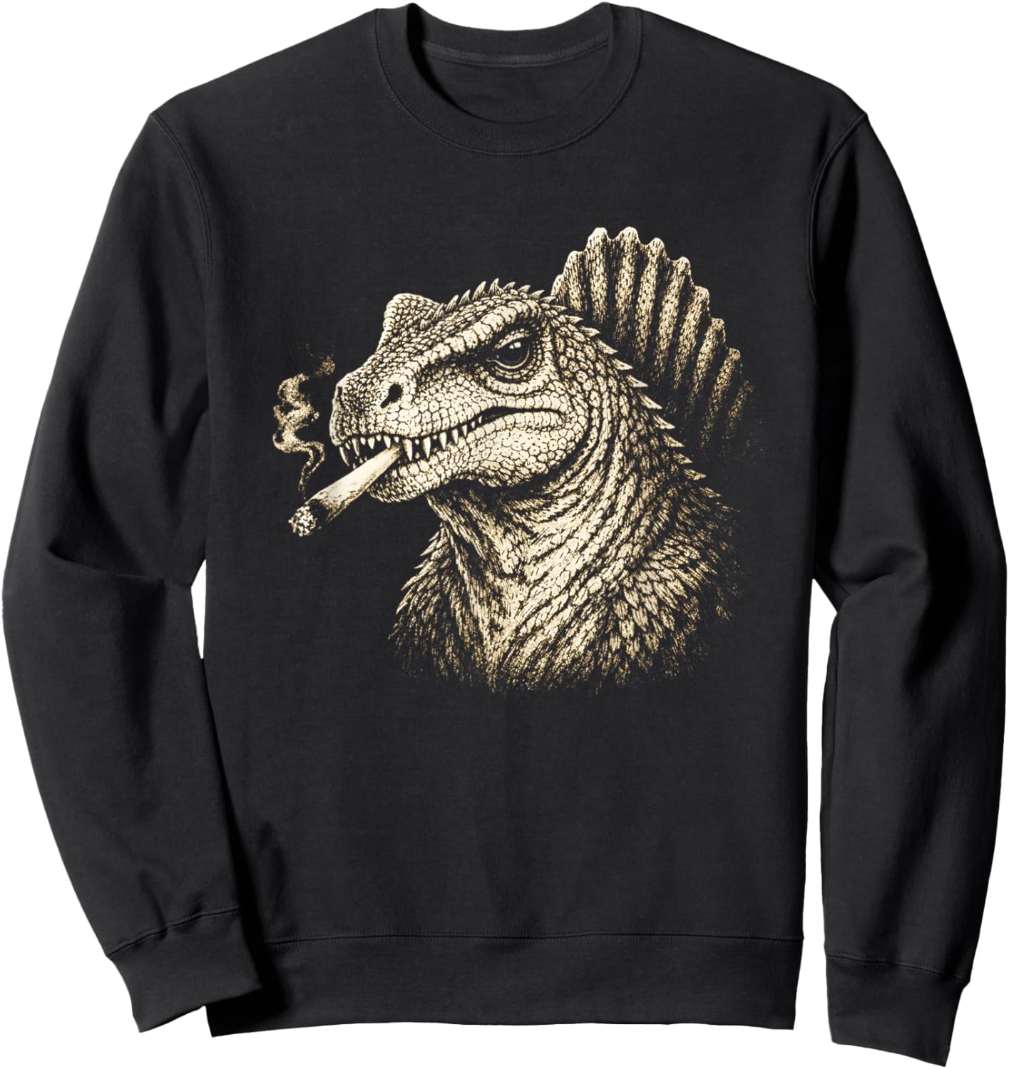 Smoking Spinosaurus Dinosaur Dino Gen Z Vintage Ironic Sweatshirt - Sweatshirt | Black