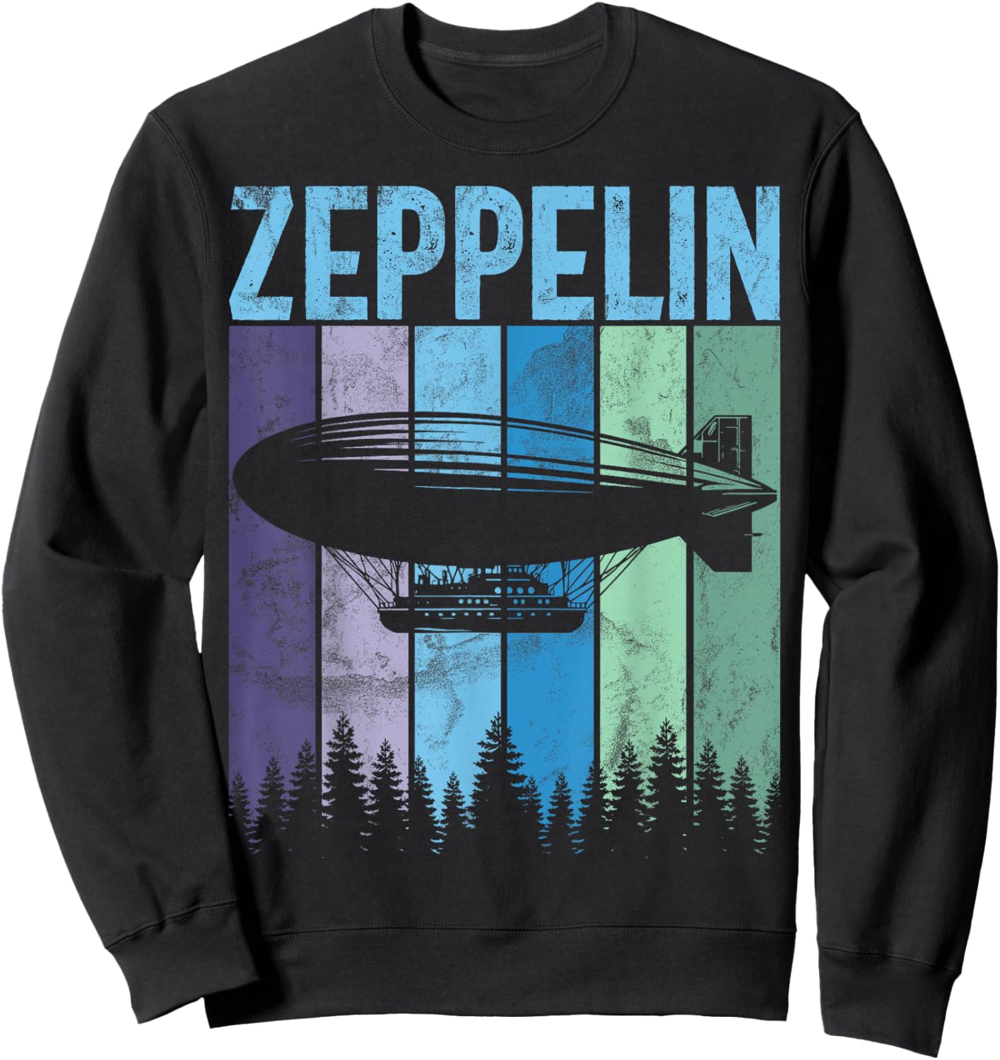 Retro Zeppelin 70s 80s Dirigible Airship Zepelin Zepplin Sweatshirt - Sweatshirt | Black