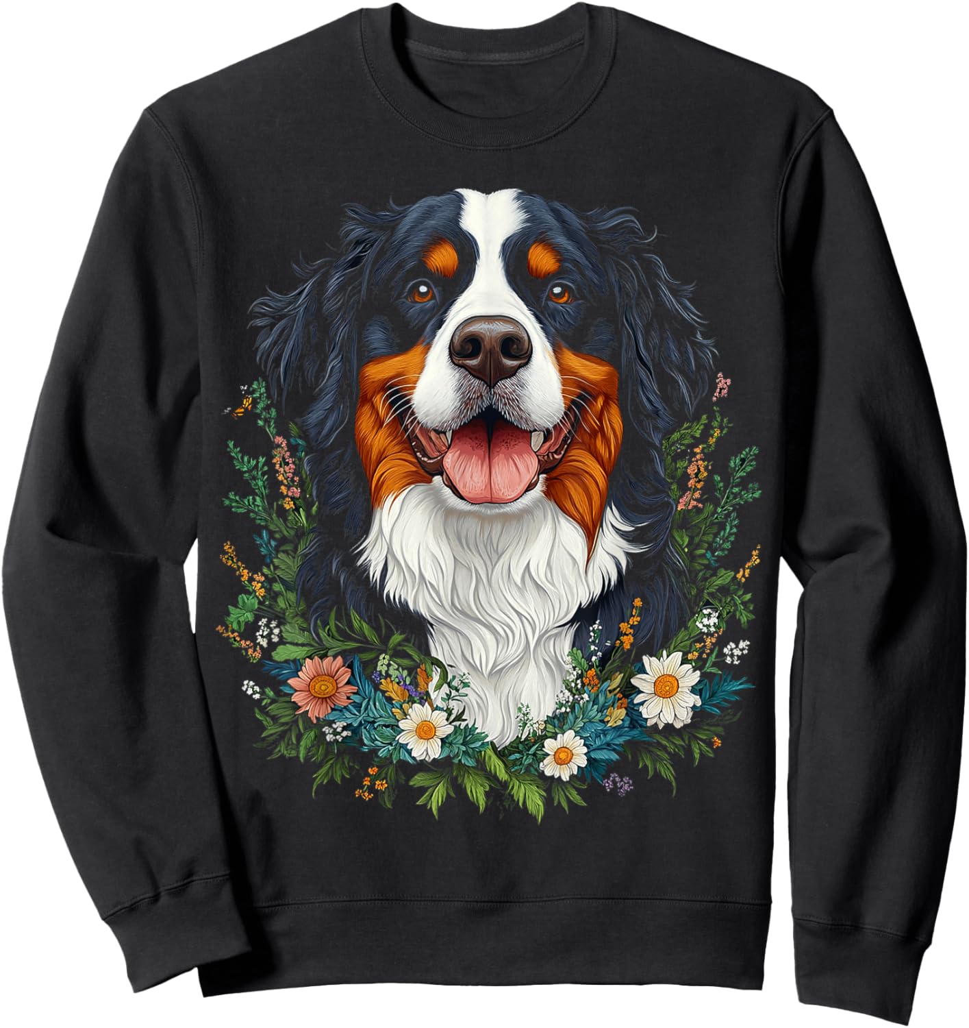 Bernese Mountain Dog Motif Pet Mandala Bernese Mountain Sweatshirt - Sweatshirt | Black