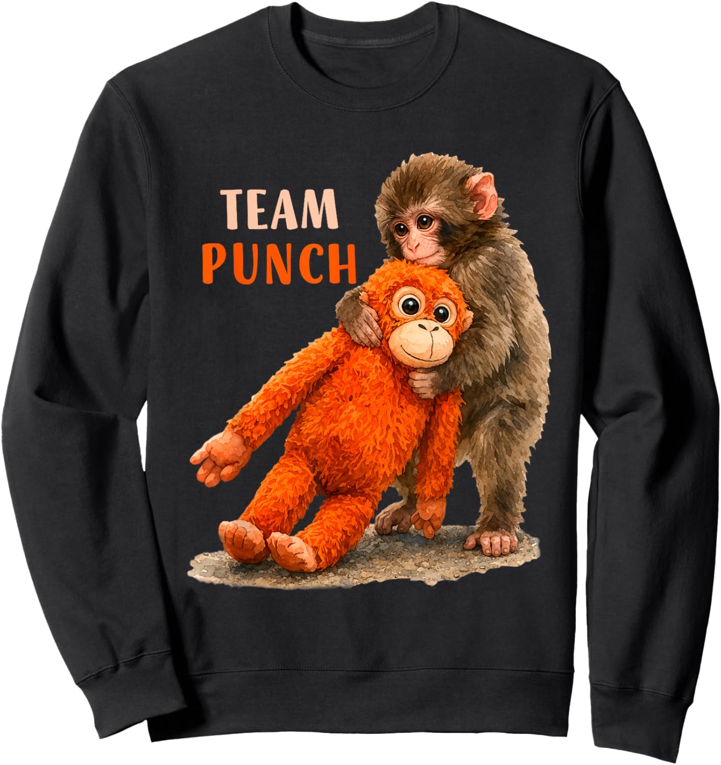 Team Punch Baby Monkey Punch Funny Meme Graphic Sweatshirt - Sweatshirt | Black