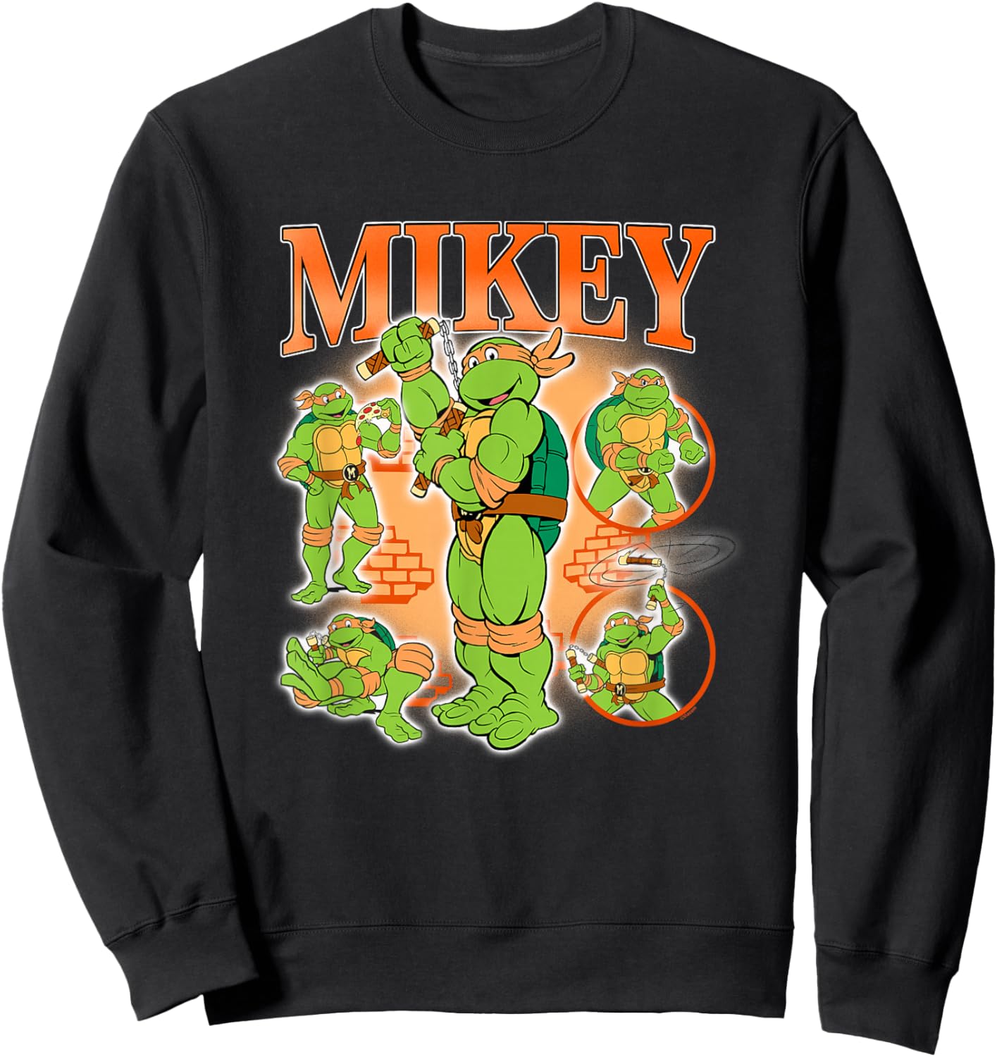 Teenage Mutant Ninja Turtles Mikey 90's Retro Collage Logo Sweatshirt - Sweatshirt | Black