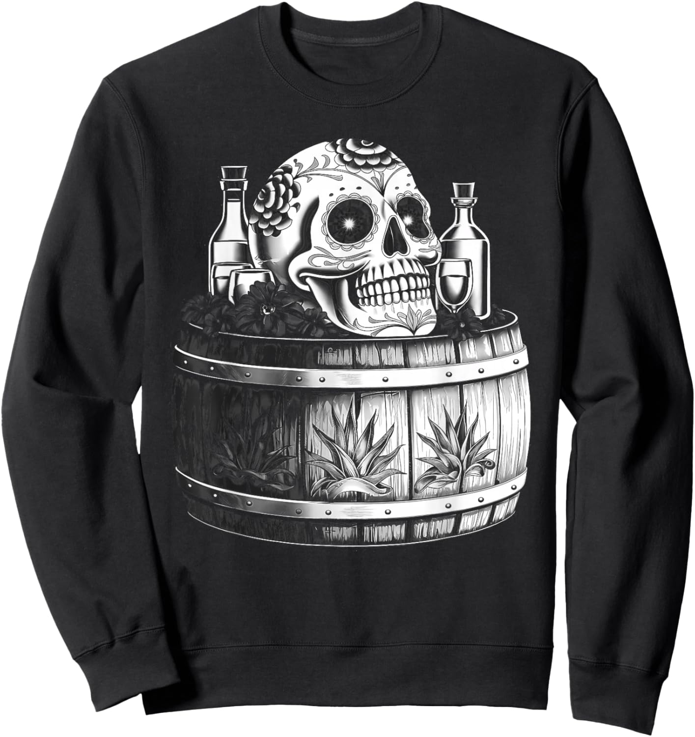 Mexico Vintage Skeleton Tequila Dia De Los Muertos Mexican Sweatshirt - Sweatshirt | Black