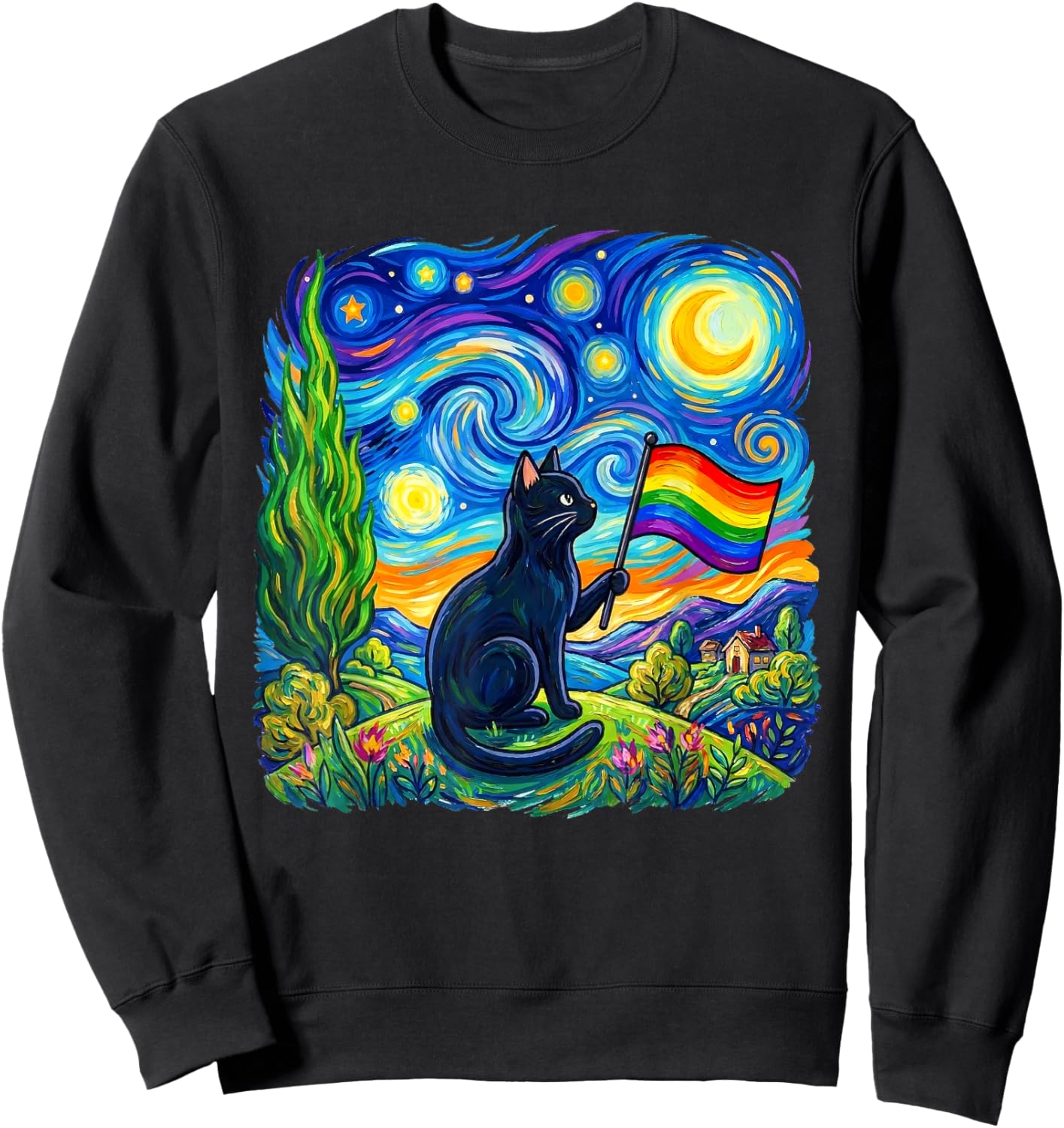 Proud Ally Pride Flag Rainbow LGBTQ Gay Lesbian Equality Sweatshirt - Sweatshirt | Black