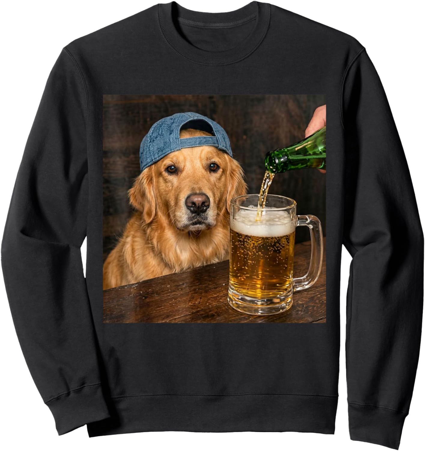 Golden Retriever Drinking Beer Funny Dog Meme Sweatshirt - Sweatshirt | Black