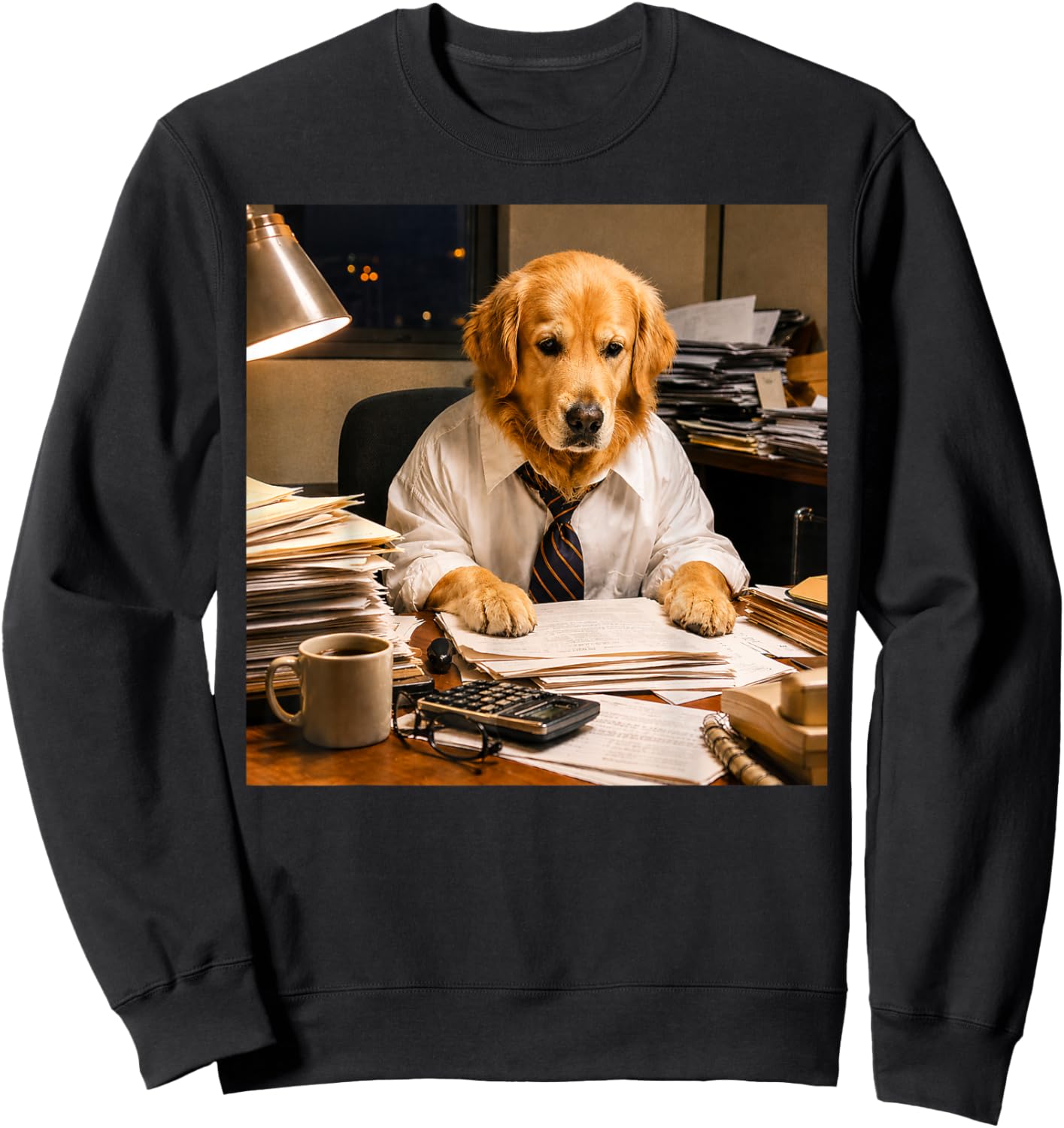Funny Golden Retriever Office Worker Meme Dog Lover Sweatshirt - Sweatshirt | Black