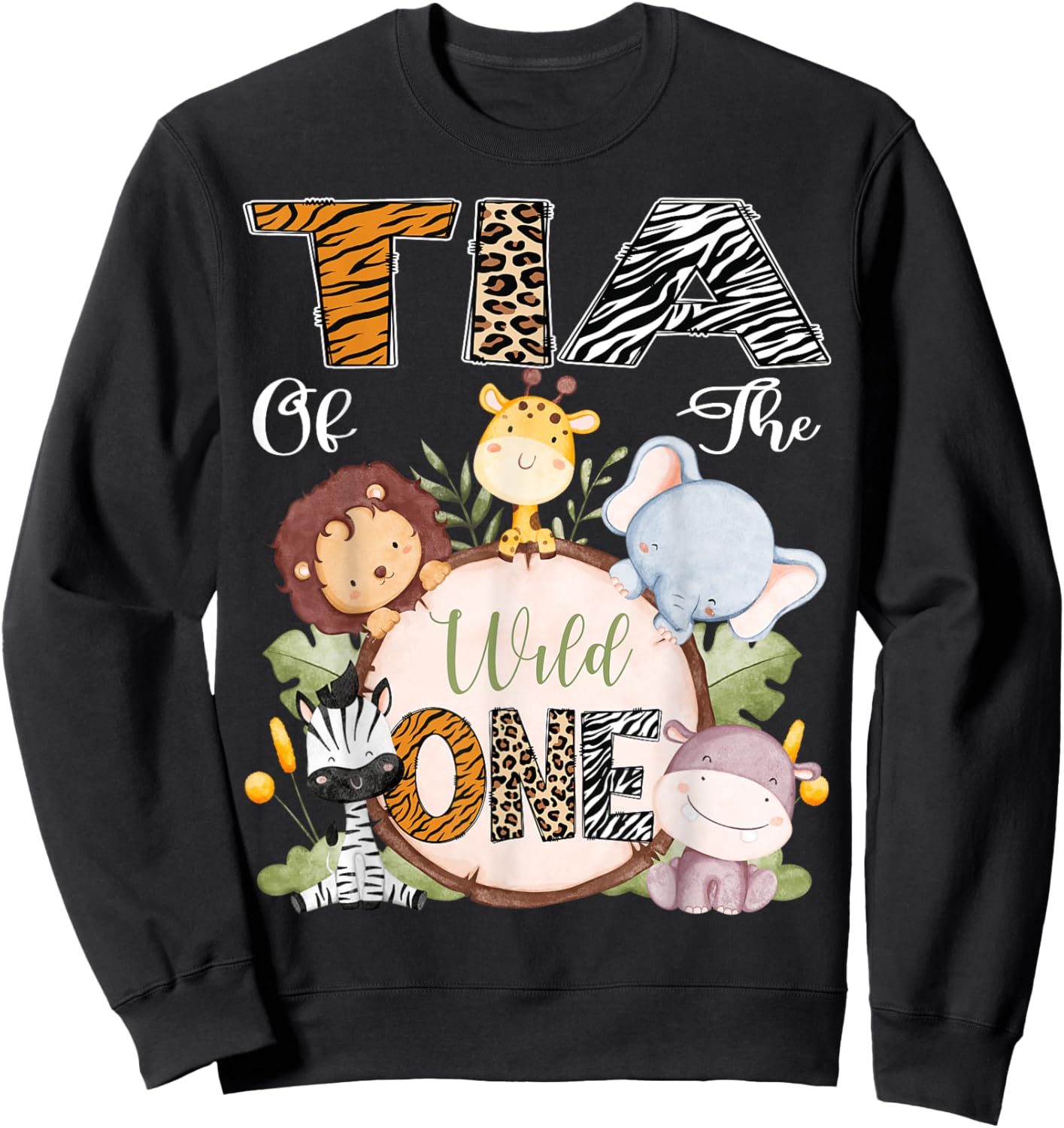 Tia Of The Wild One 1St Birthday Safari Woodland Sweatshirt - Sweatshirt | Black
