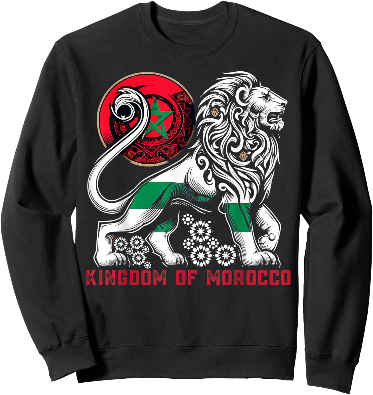 Majestic Moroccan Lion Design with Kingdom Emblem, maroc Sweatshirt - Sweatshirt | Black
