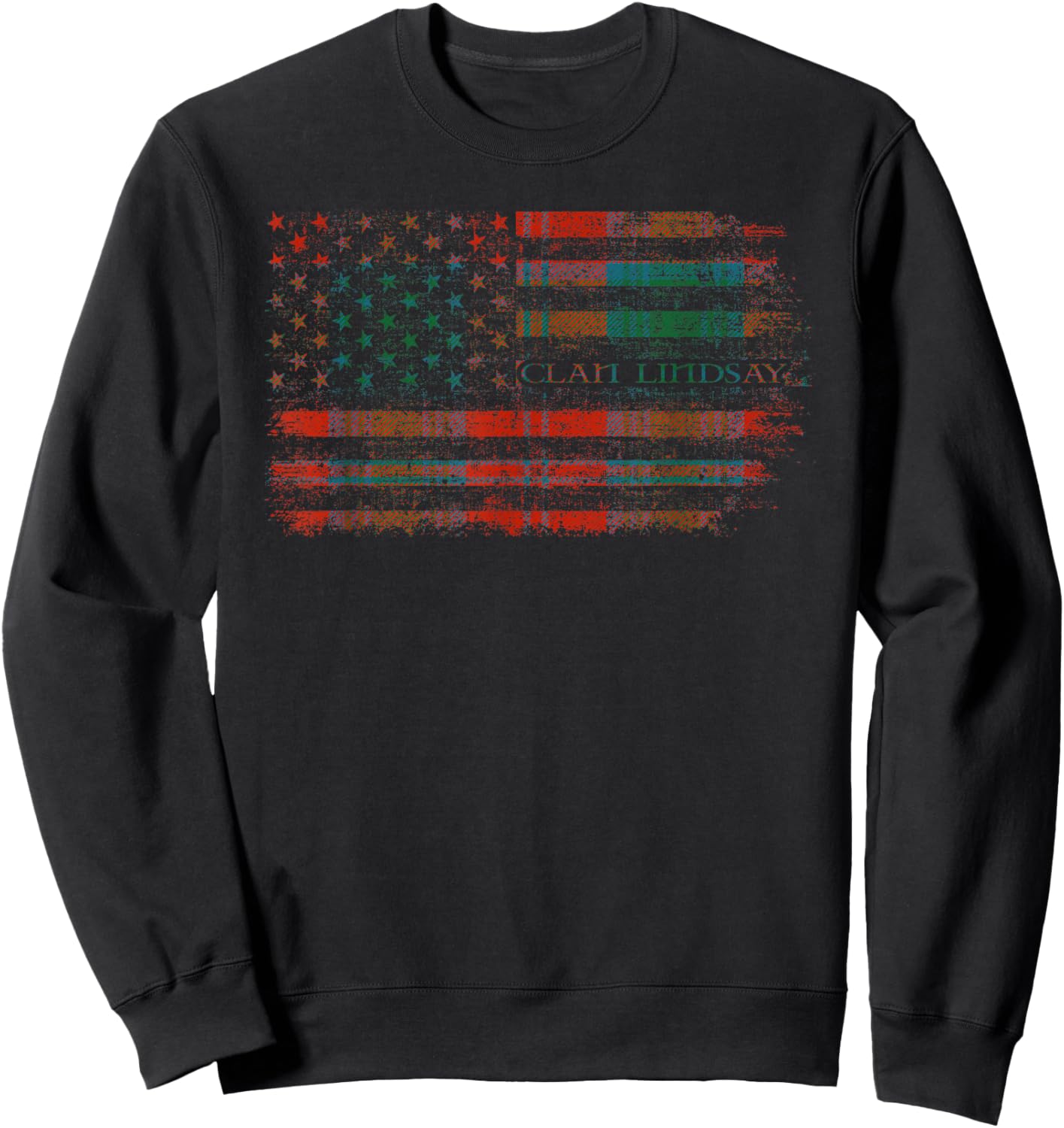 Clan Lindsay Scottish tartan US flag kilt Scotland 2 Sweatshirt - Sweatshirt | Black