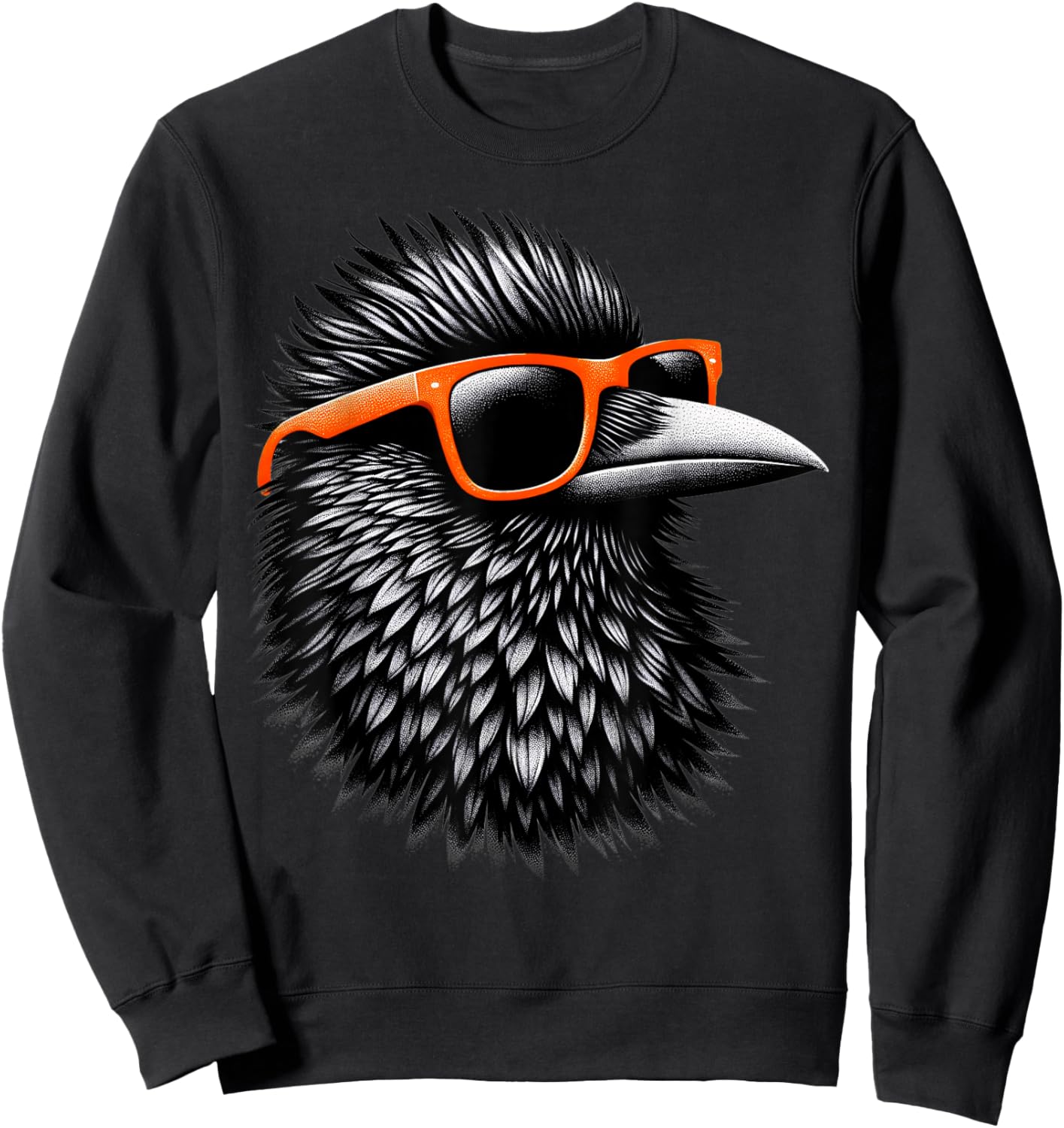 Cool Grackle Bird Wearing Sunglasses Graphic Art Sweatshirt - Sweatshirt | Black