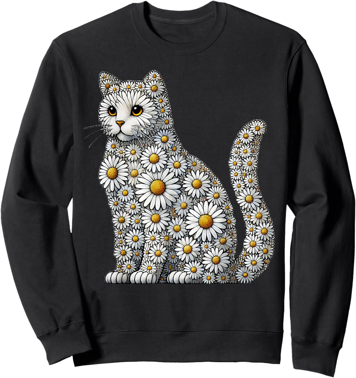 Daisy Cat Flower Gardening Floral Sweatshirt - Sweatshirt | Black