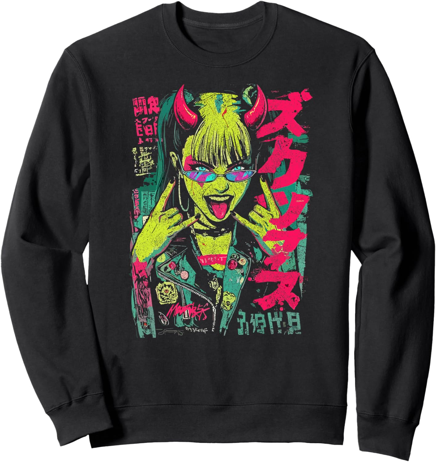 Streetwear Japonais Horreur Gothique Girl Cyberpunk Y2K Anime Haut de Gamme Sweatshirt - Sweatshirt | Black