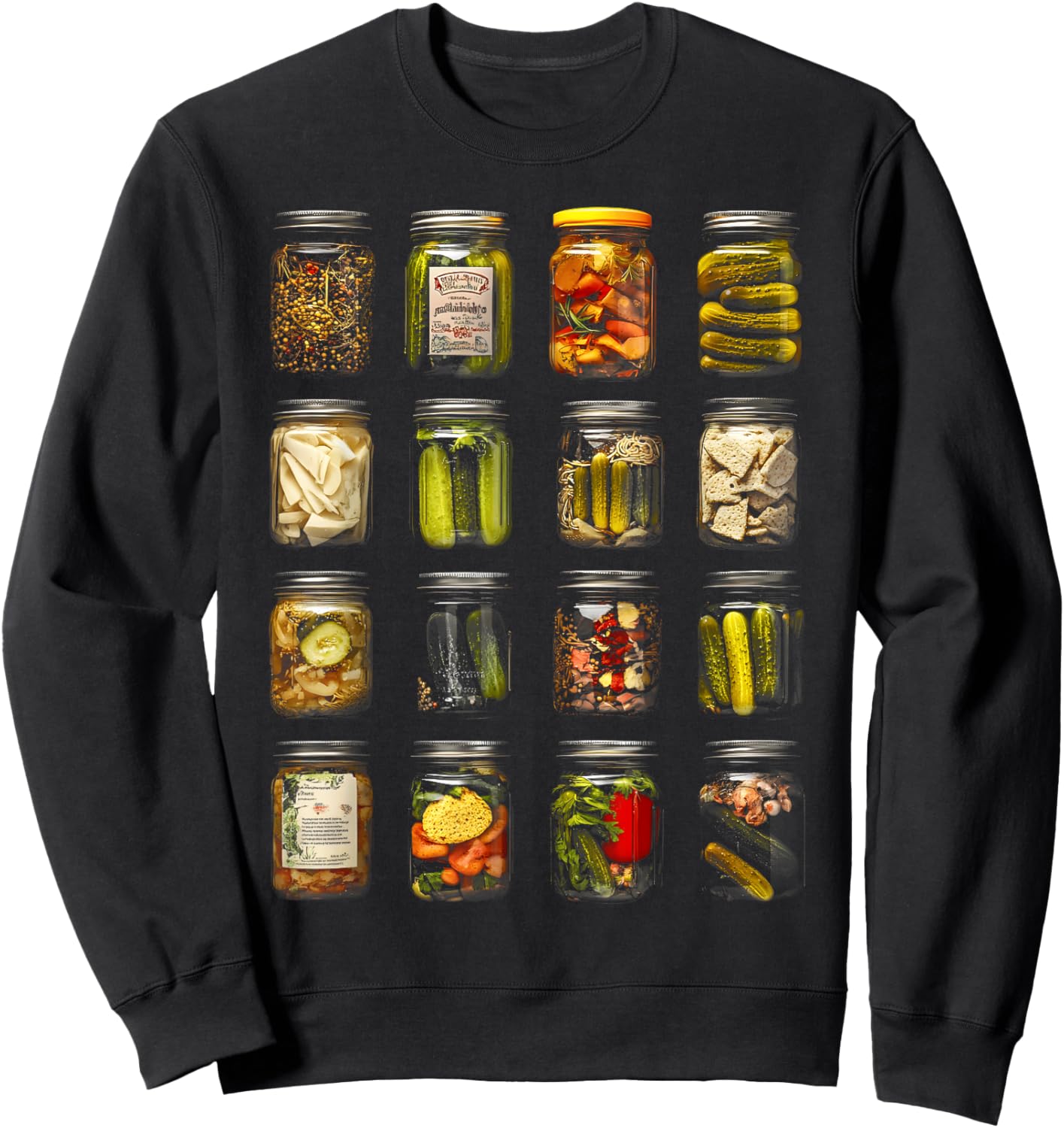 Adults Vintage Retro Canned Pickles Lovers Sweatshirt - Sweatshirt | Black