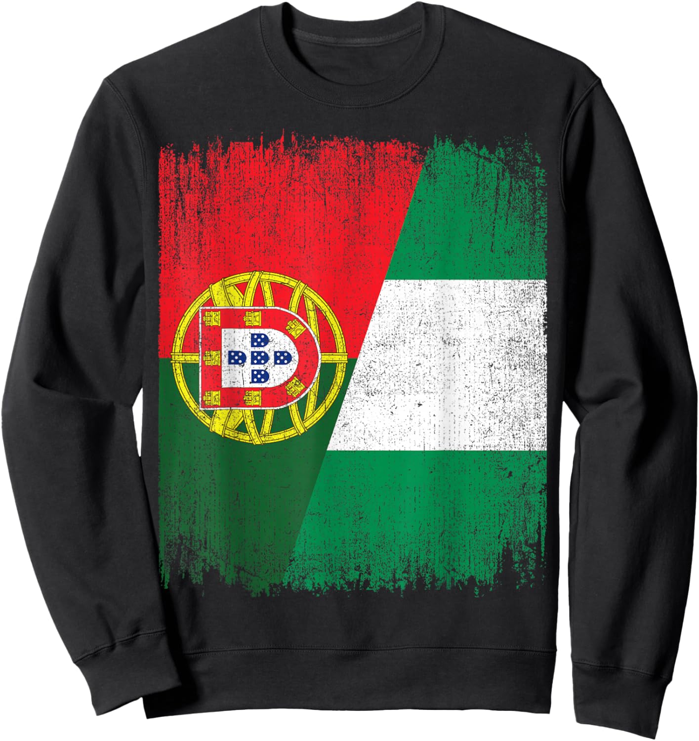 Half Portugal Nigeria Split Flag Portuguese Pride Roots Sweatshirt - Sweatshirt | Black