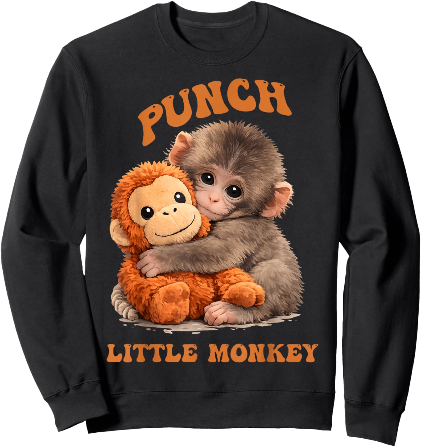 Cute Little Monkey Punch Sweatshirt - Sweatshirt | Black
