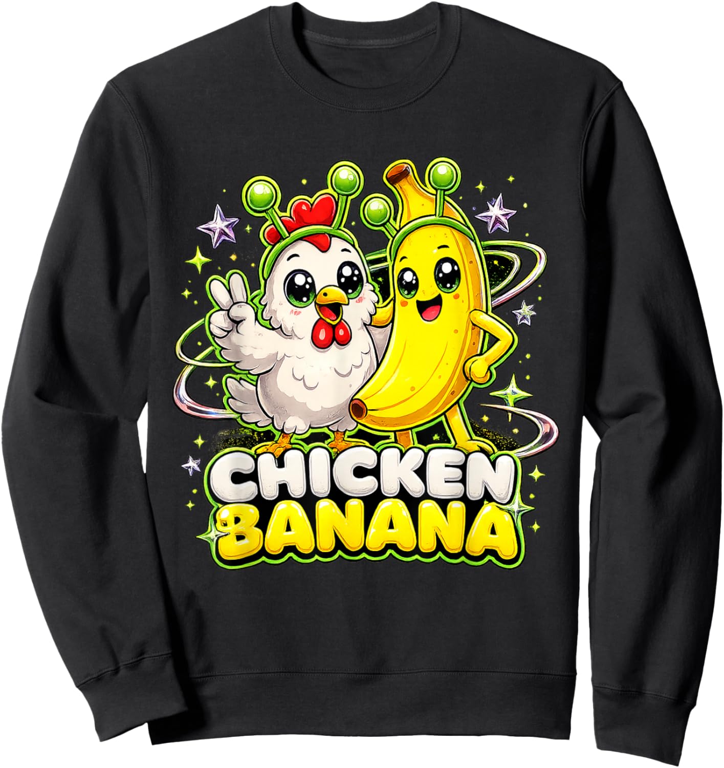 Chicken Banana Y2K Alien Sweatshirt - Sweatshirt | Black