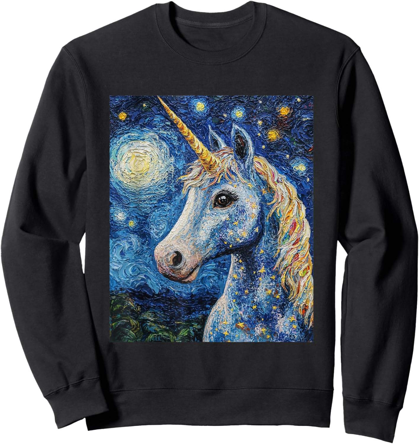 Cute Unicorn - Van Gogh Style - Starry Night Sweatshirt - Sweatshirt | Black