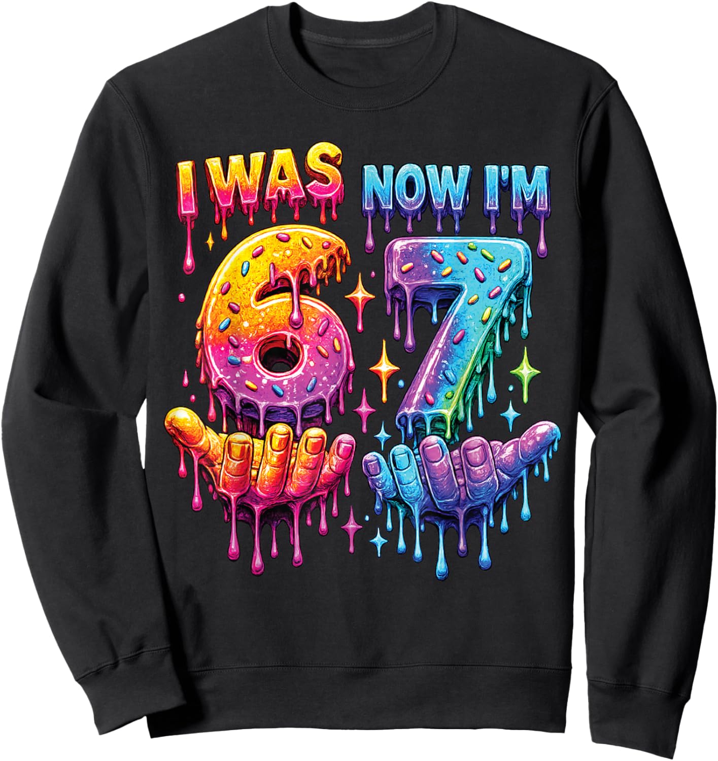 I was 6 Now I'm 7 Birthday Drip Kids Boys 67 Meme 7 Bday Sweatshirt - Sweatshirt | Black