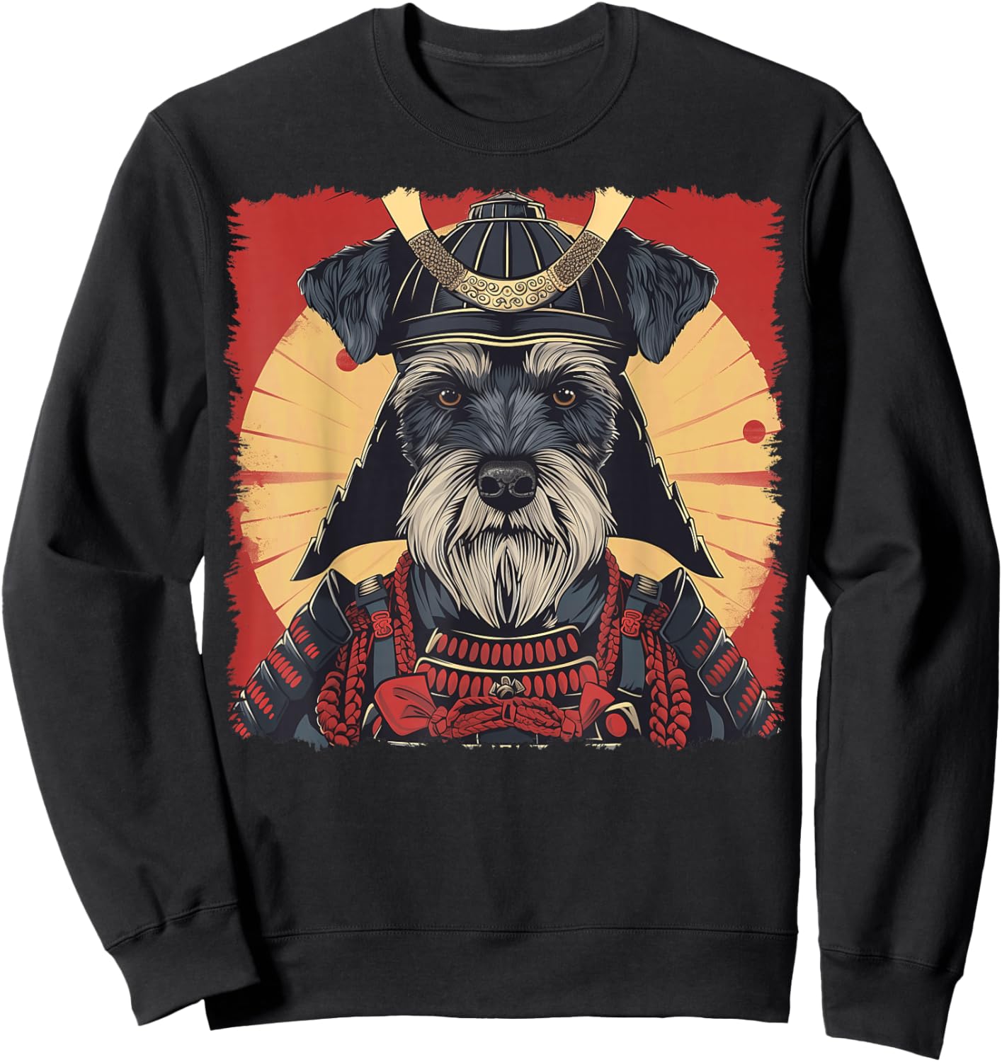 Miniature Schnauzer Dog Japanese Art Samurai Ukiyo-e Vintage Sweatshirt - Sweatshirt | Black