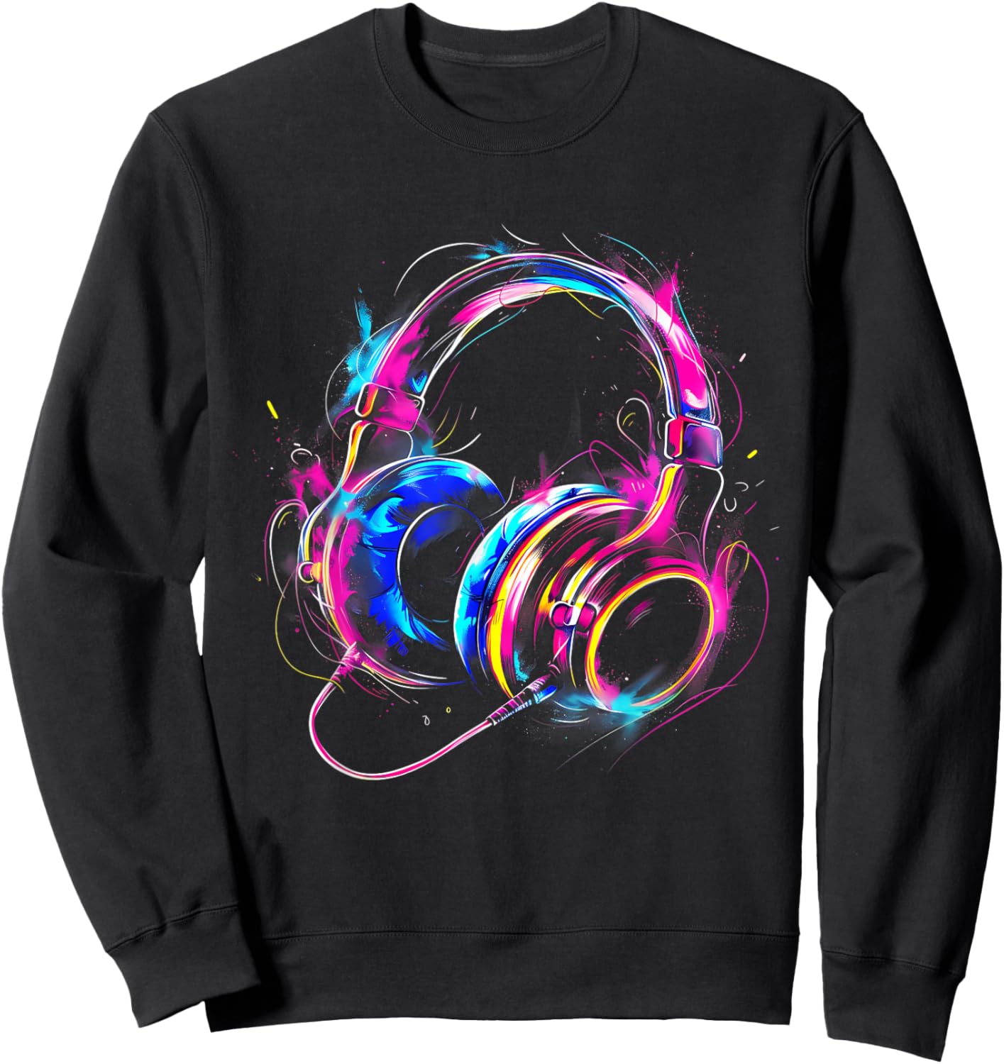 Headphones Music DJ House Dance Club Music Headphones Splash Sweatshirt - Sweatshirt | Black