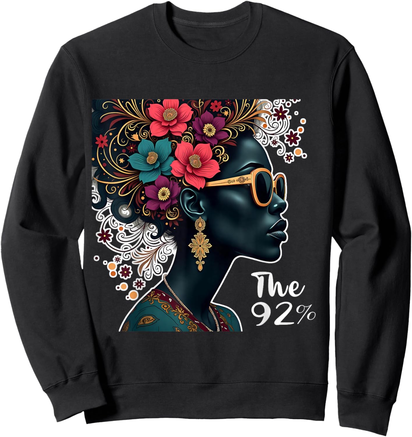 The 92 Percent – The 92 Percent Floral Logo w/ Black Women Sweatshirt - Sweatshirt | Black