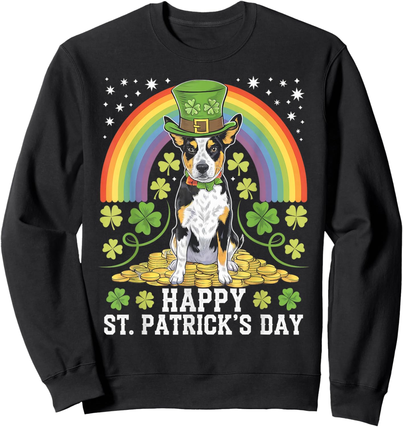 Blue or Red Heeler on Australian Cattle Dog St Patricks Day Sweatshirt - Sweatshirt | Black
