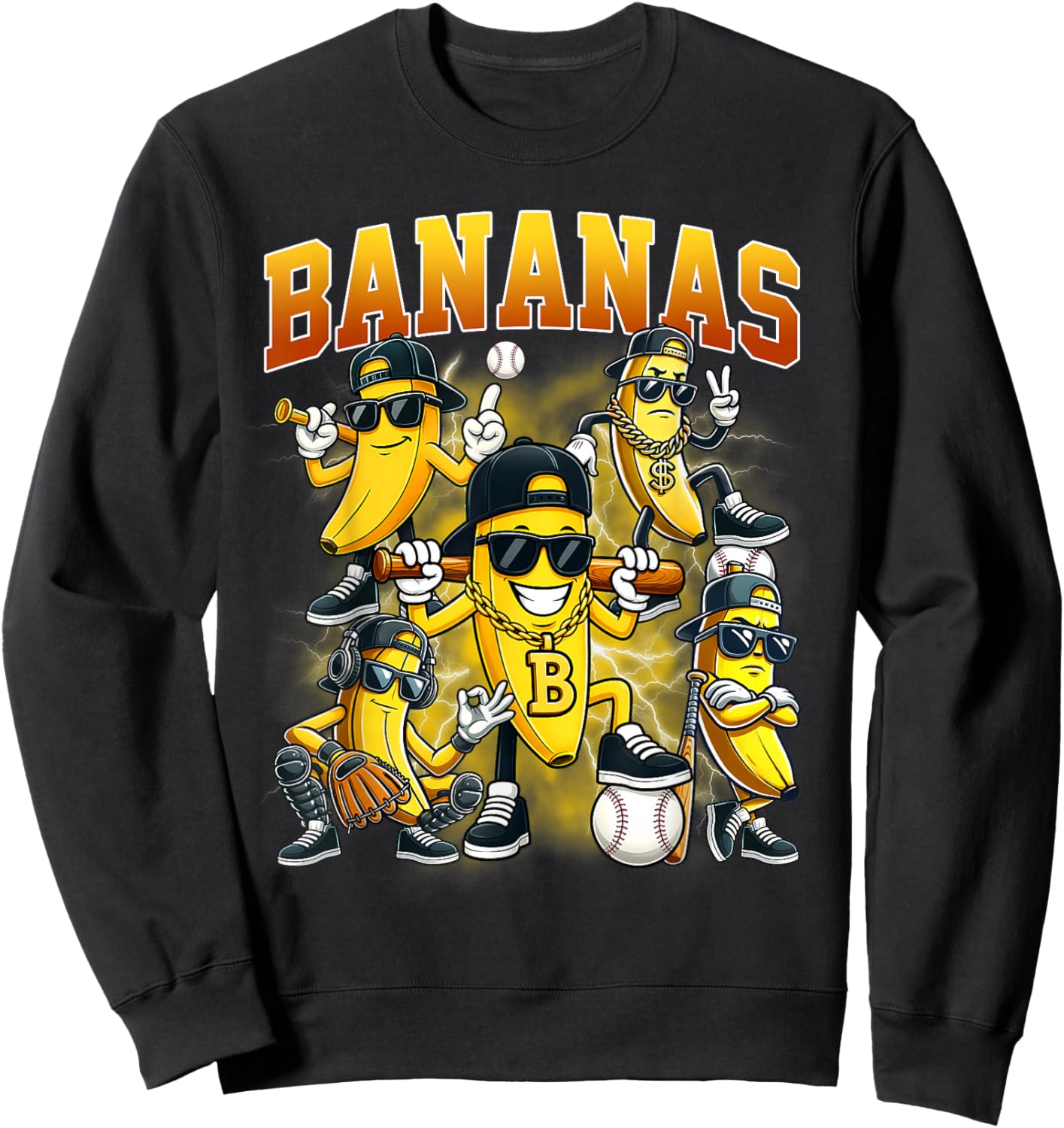 Funny Banana Lovers Bootleg Bananas Men Women Boys Kids Sweatshirt - Sweatshirt | Black