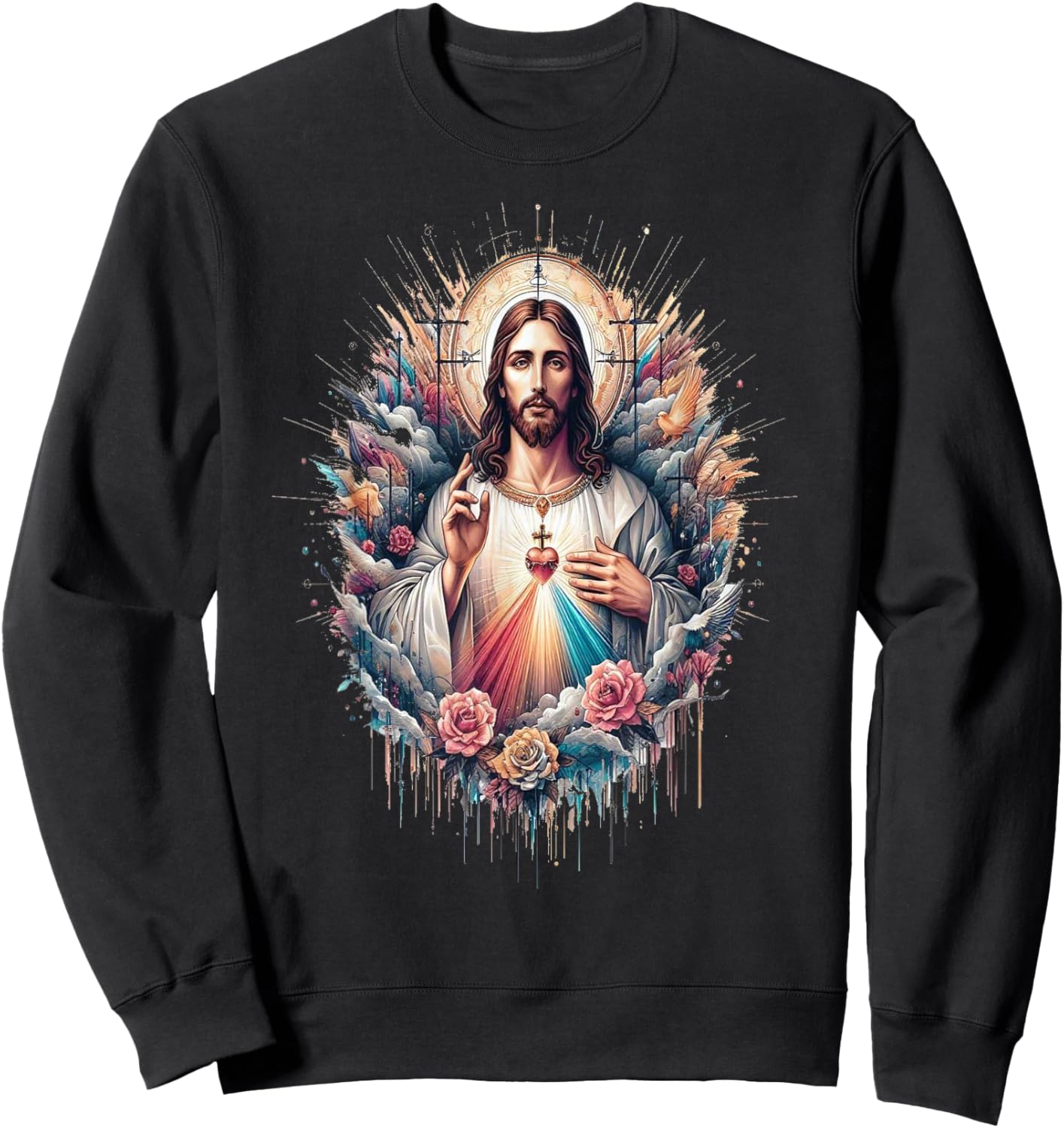 Jesus I Trust In You Divine Mercy Catholic Sweatshirt - Sweatshirt | Black