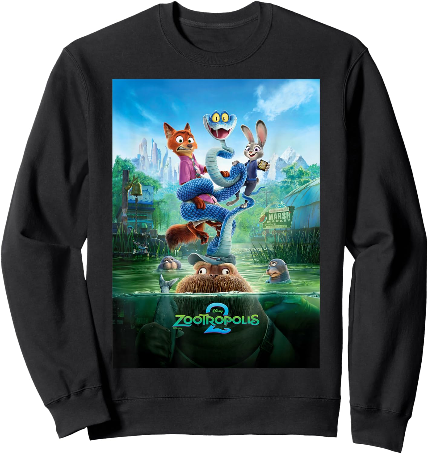 Disney Zootropolis 2 Nick Judy Gary Russ Marsh Market Poster Sweatshirt - Sweatshirt | Black